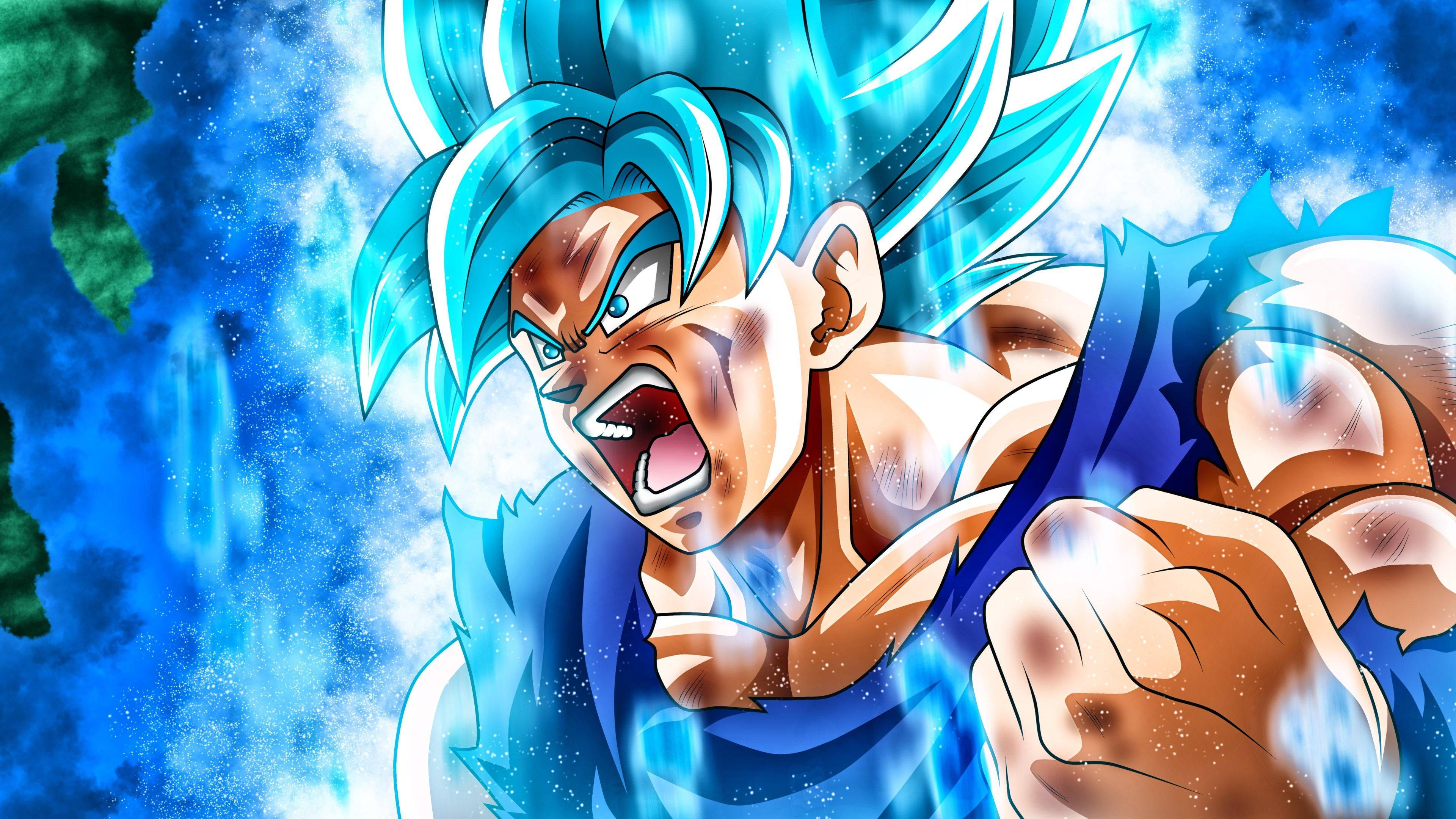 Super Saiyan God Goku strikes a powerful pose! — 3840x2160 wallpaper