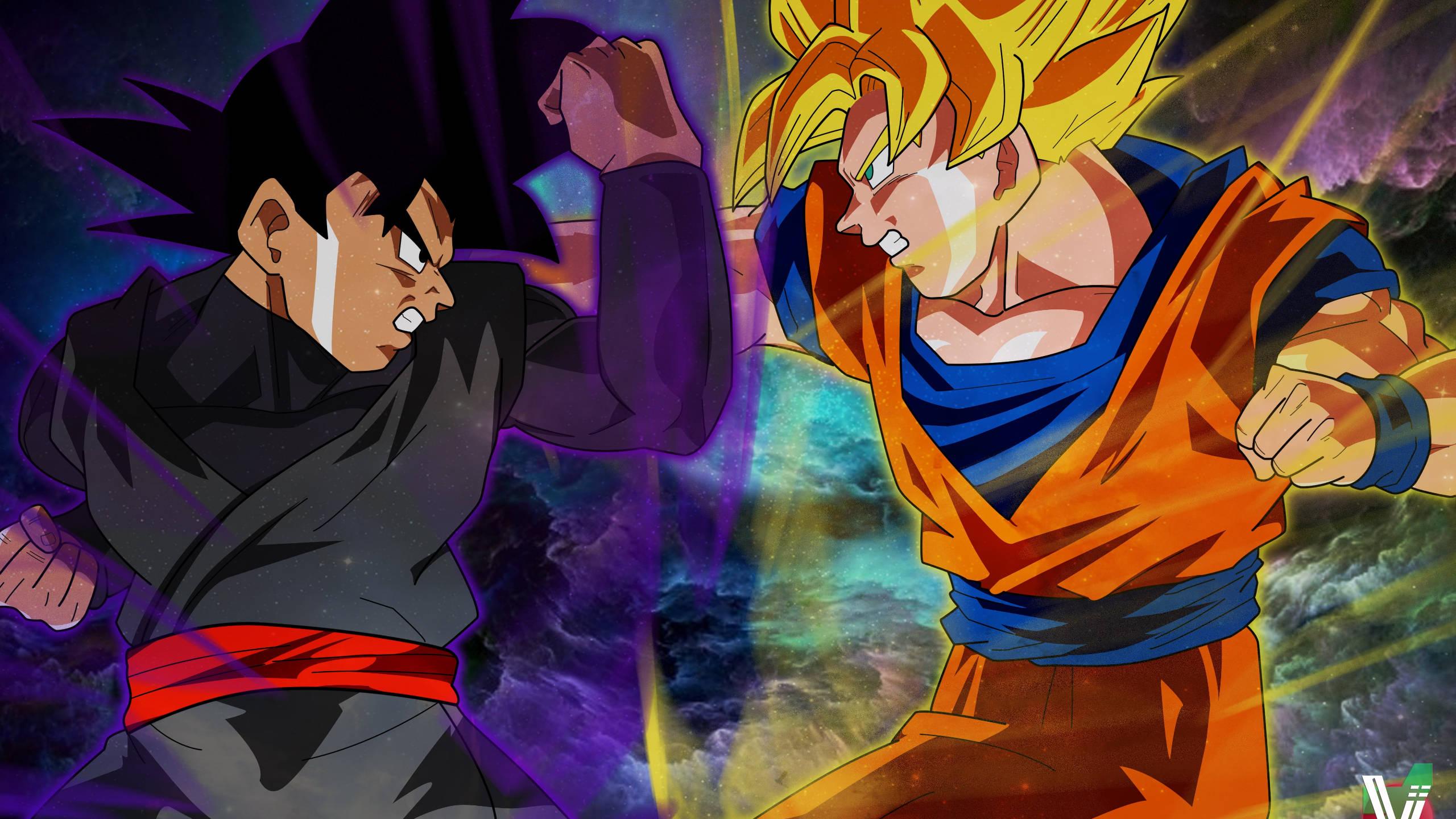 Super Saiyan Rose Power Unleashed - Goku Black vs Goku — 2560x1440 wallpaper