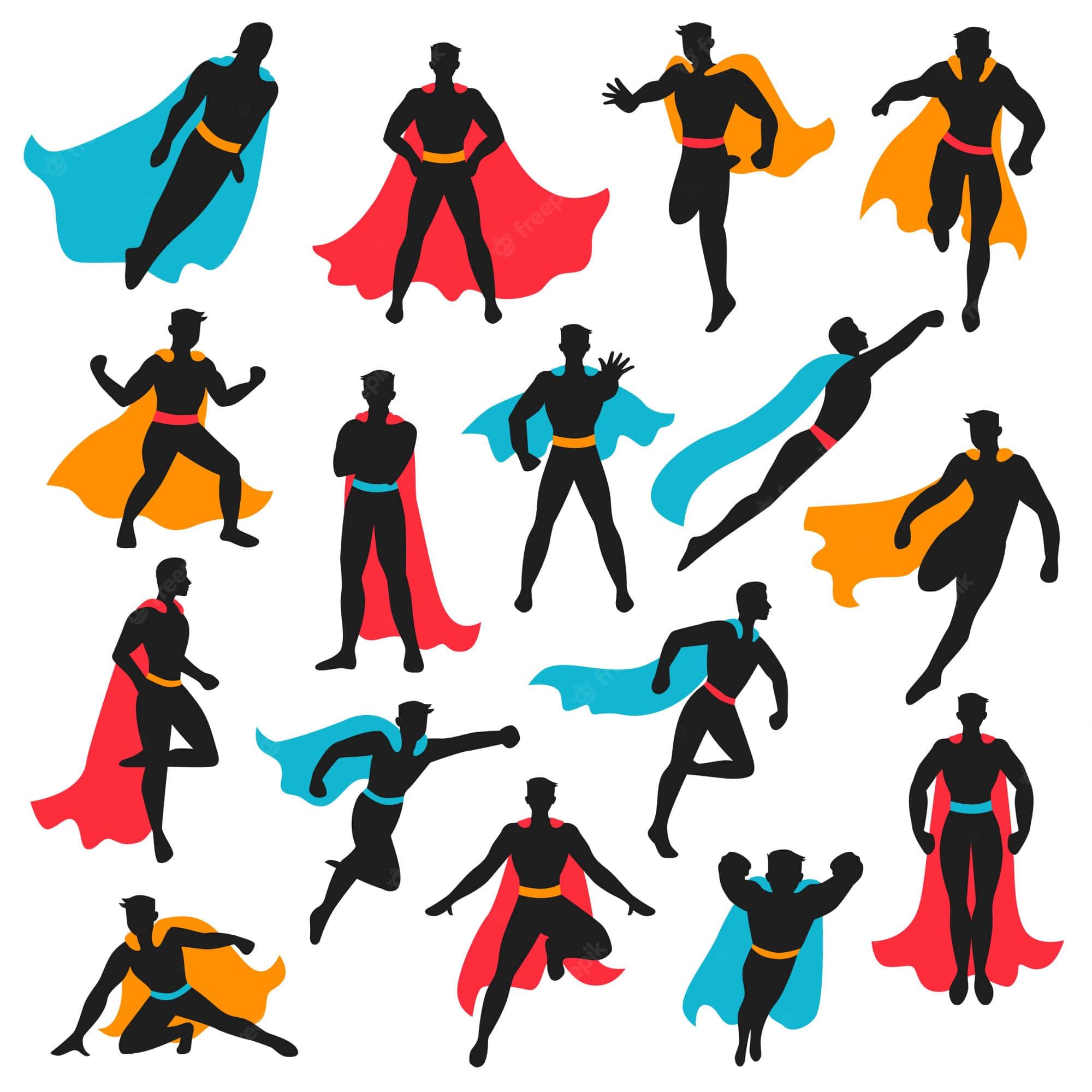 superhero silhouettes on white background — 2000x2000 wallpaper