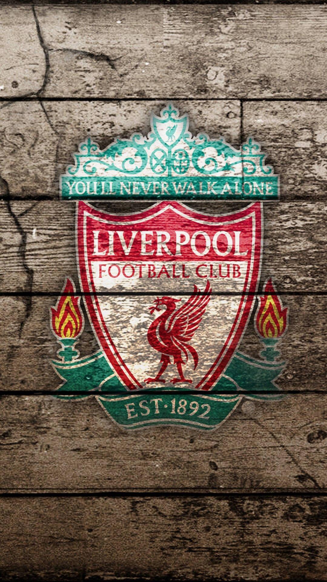 Supporter’s Artistry: Liverpool FC Emblazoned on Wooden Plank — 1080x1920 wallpaper