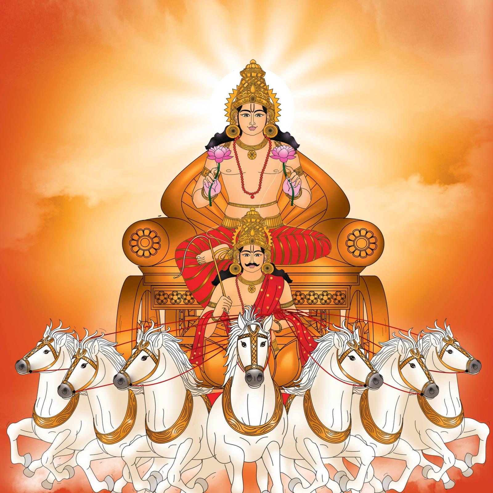 Surya Bhagwan Orange Background — 1600x1600 wallpaper