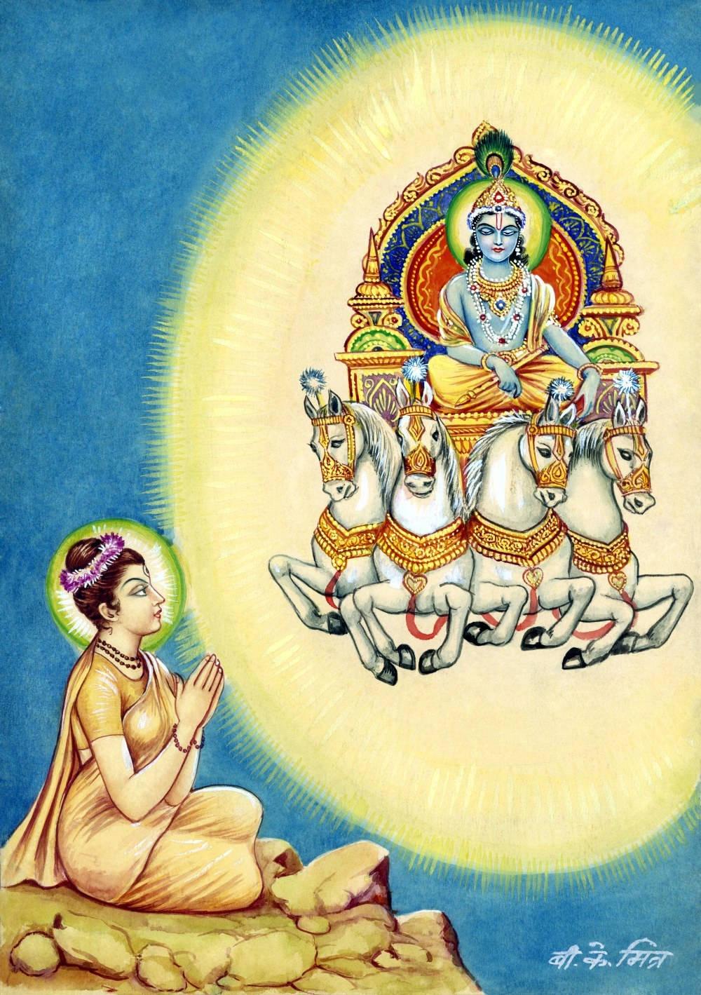 Surya Bhagwan With Praying Woman — 1000x1419 wallpaper