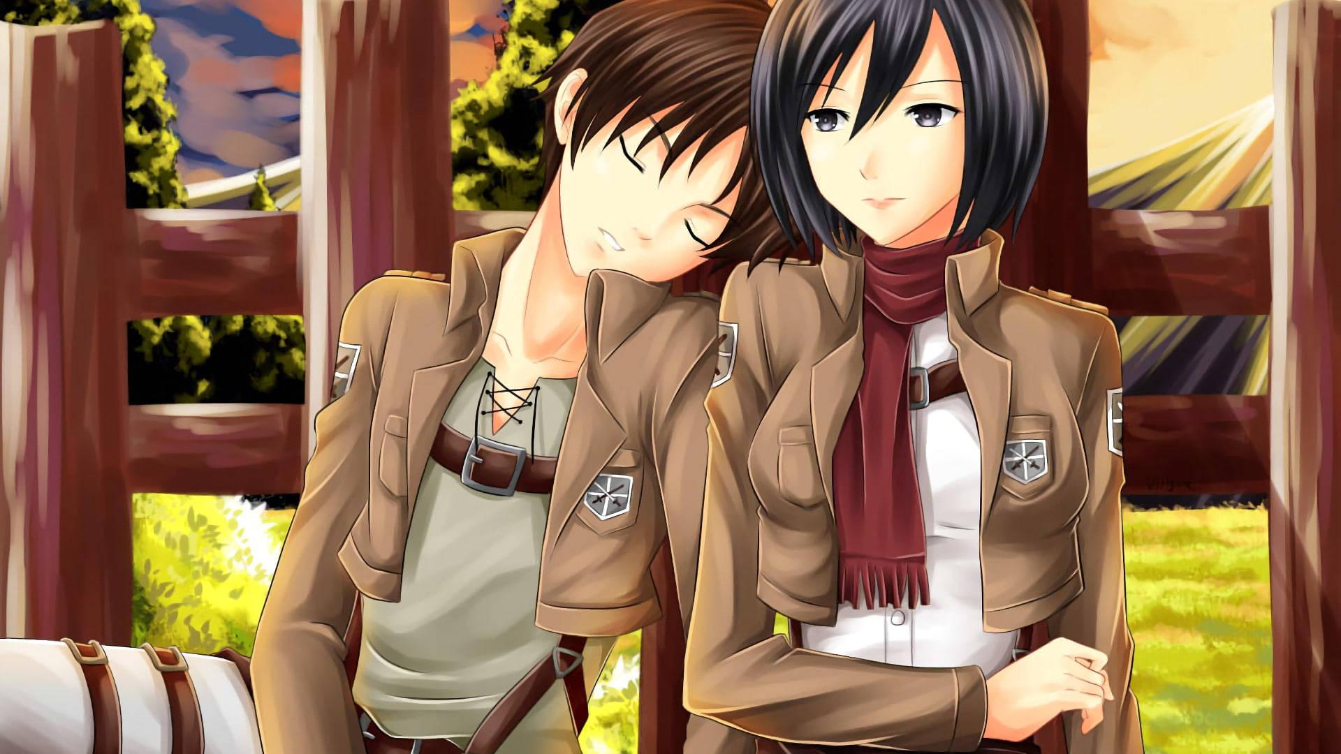 Sweet Mikasa And Eren Yeager — 1920x1080 wallpaper