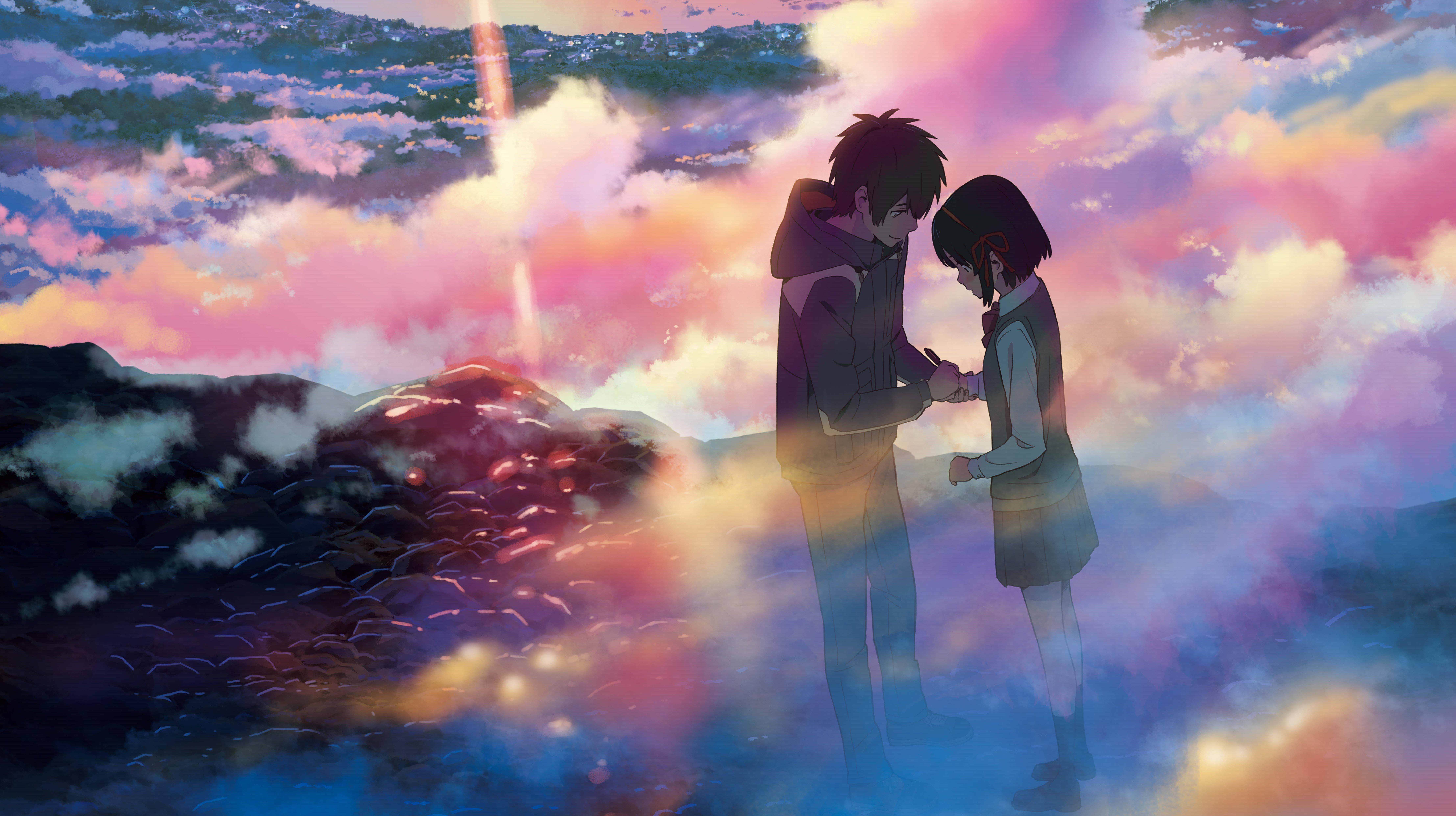 Taki and Mitsuha Holding Hands in the Film Your Name — 8858x4962 wallpaper