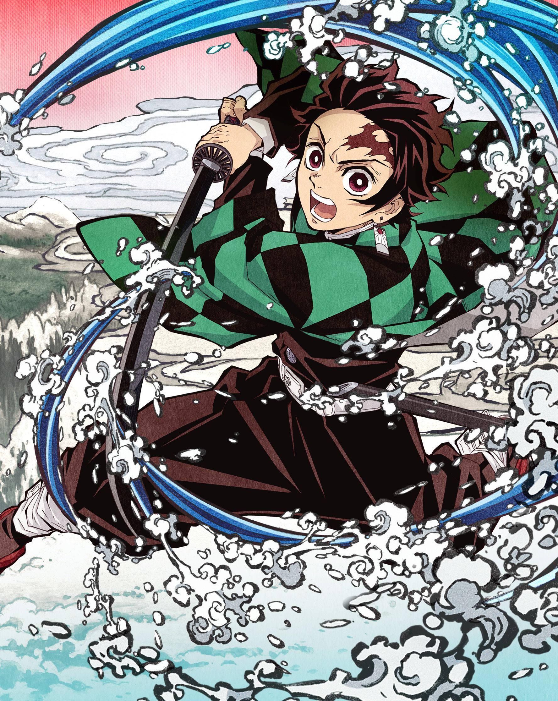 Tanjiro bravely faces danger. — 1776x2231 wallpaper