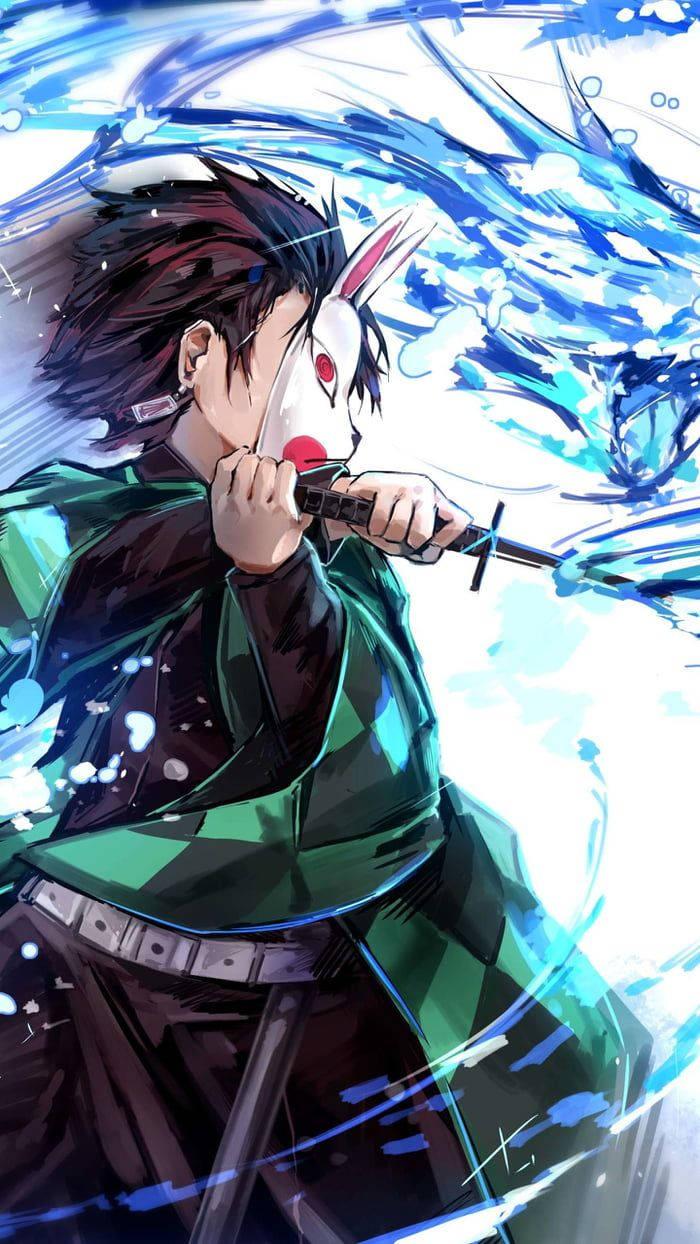 Tanjiro in his traditional Shinobi attire, ready to fight against evil with the power of water. — 700x1244 wallpaper