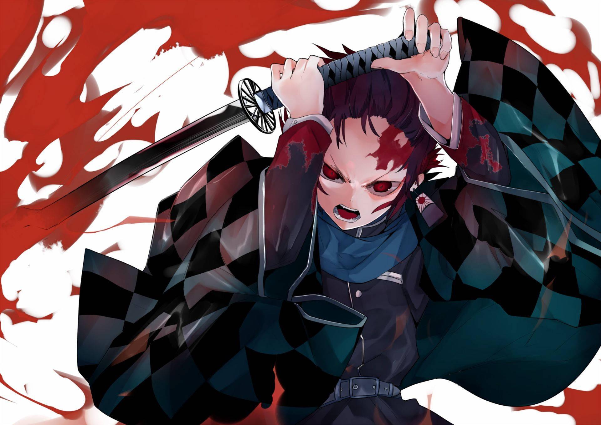 Tanjiro Kamado defends against an attack as a Demon Slayer