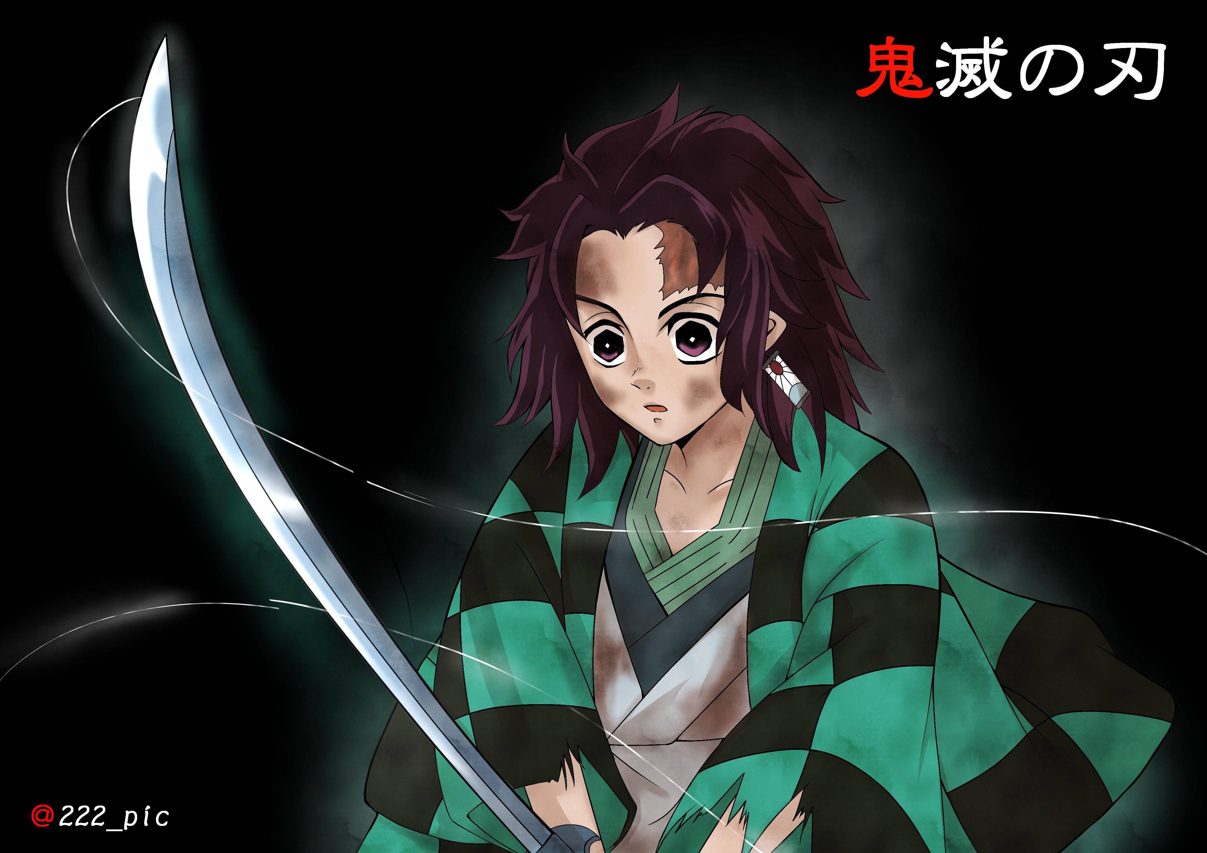 Tanjiro Kamado wields his Nichirin blade — 4093x2894 wallpaper