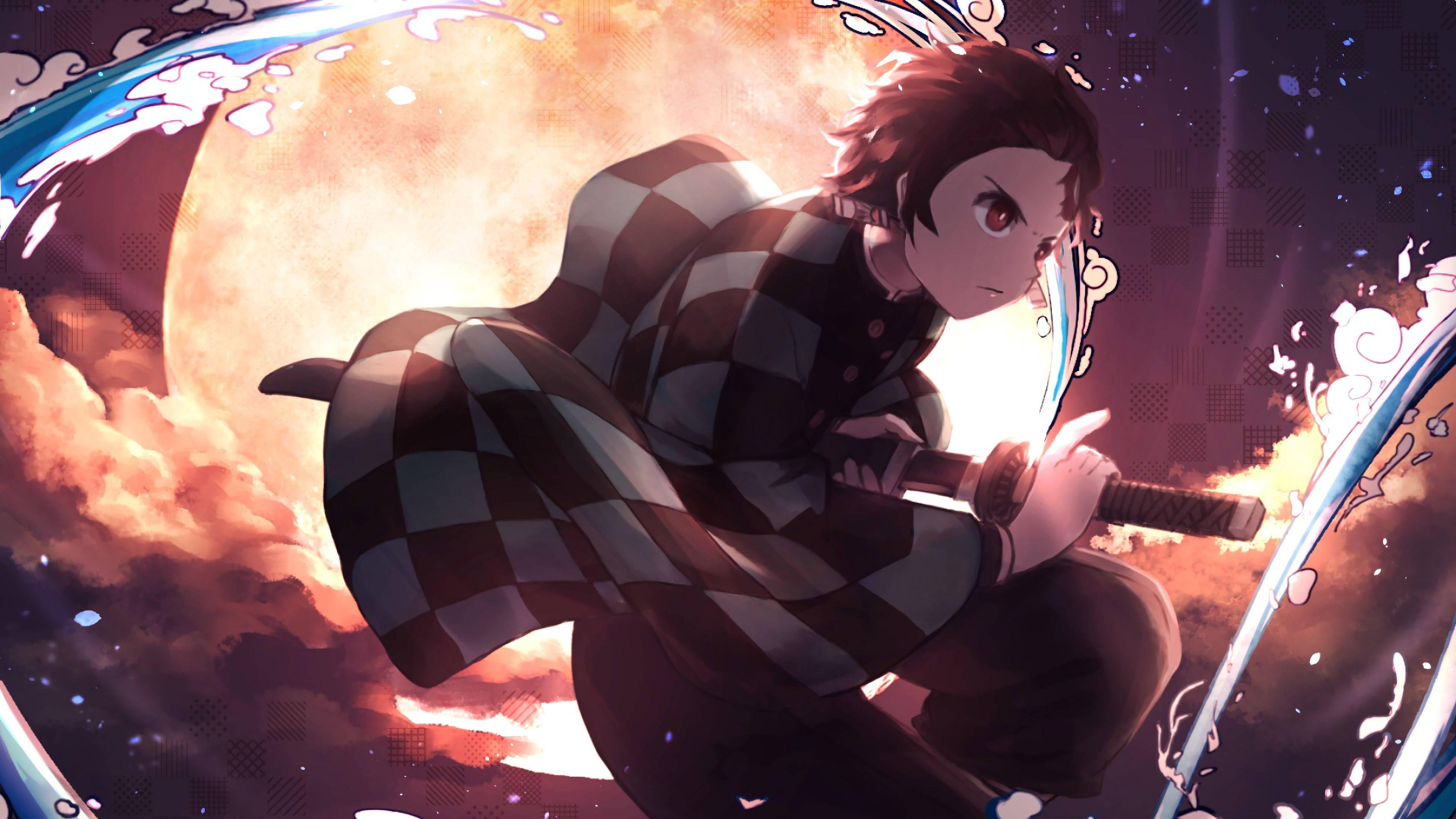 Tanjiro PFP Moon Art — 3840x2160 wallpaper