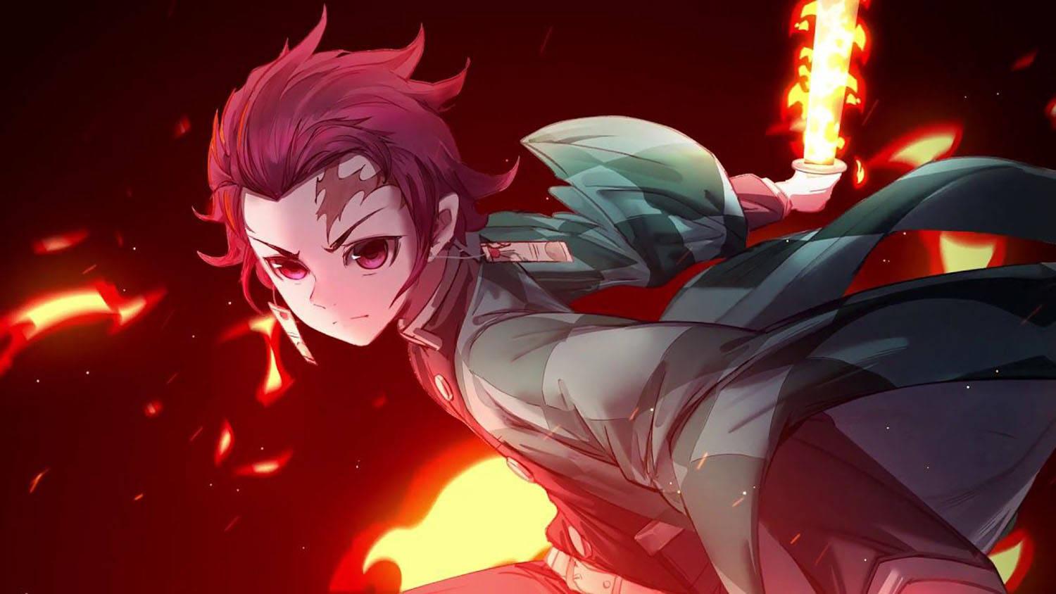 Tanjiro PFP Sword Flames — 1500x844 wallpaper