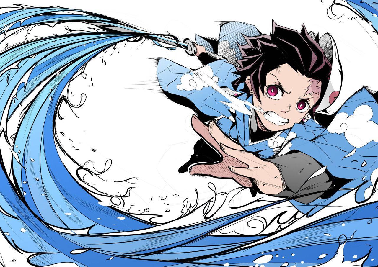 Tanjiro Uses the Breath of Water Technique — 1280x905 wallpaper