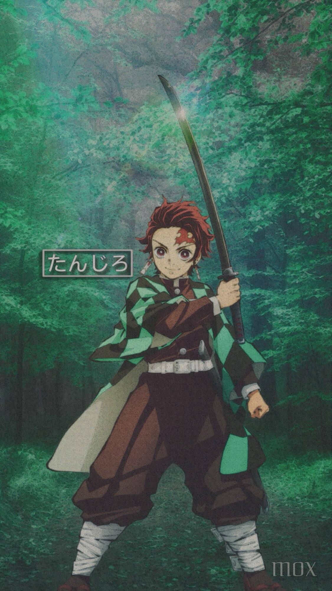 Tanjiro venturing into a mysterious forest — 1125x2000 wallpaper