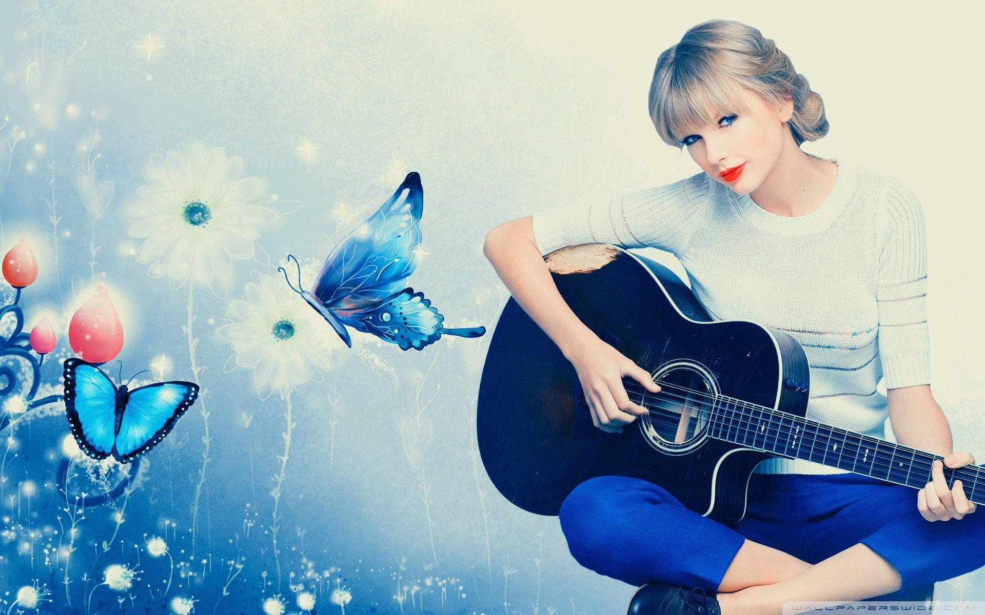 Taylor Swift rocking out on guitar — 1920x1200 wallpaper