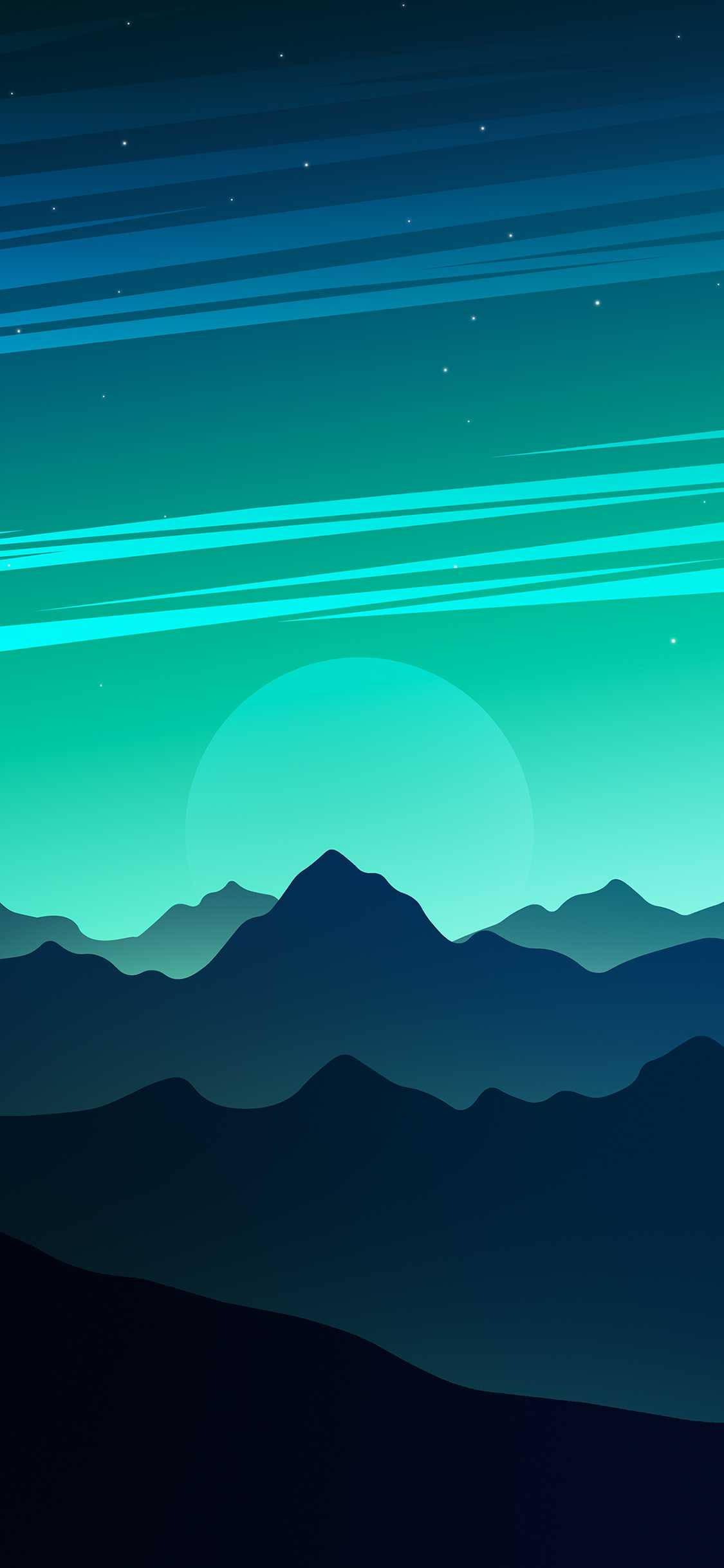 Teal Sky Over Mountains Ios 16 — 1125x2436 wallpaper