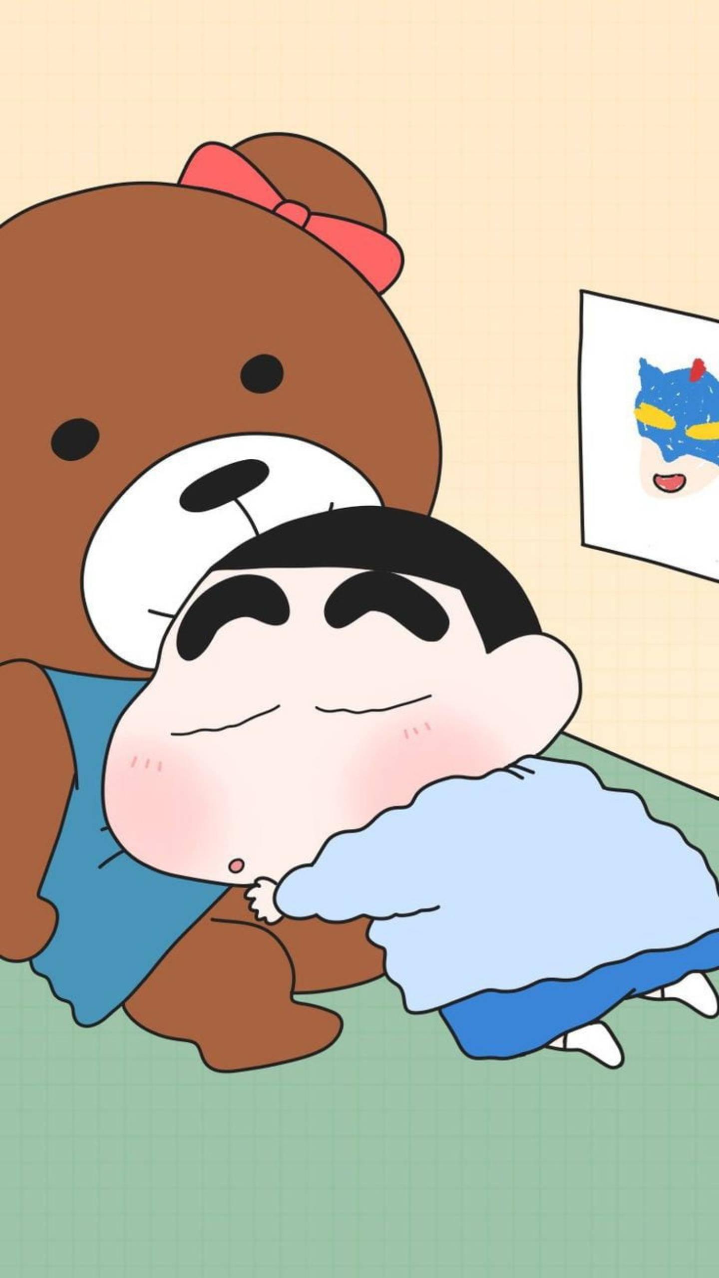 Teddy Bear And Shinchan Aesthetic — 1440x2560 wallpaper
