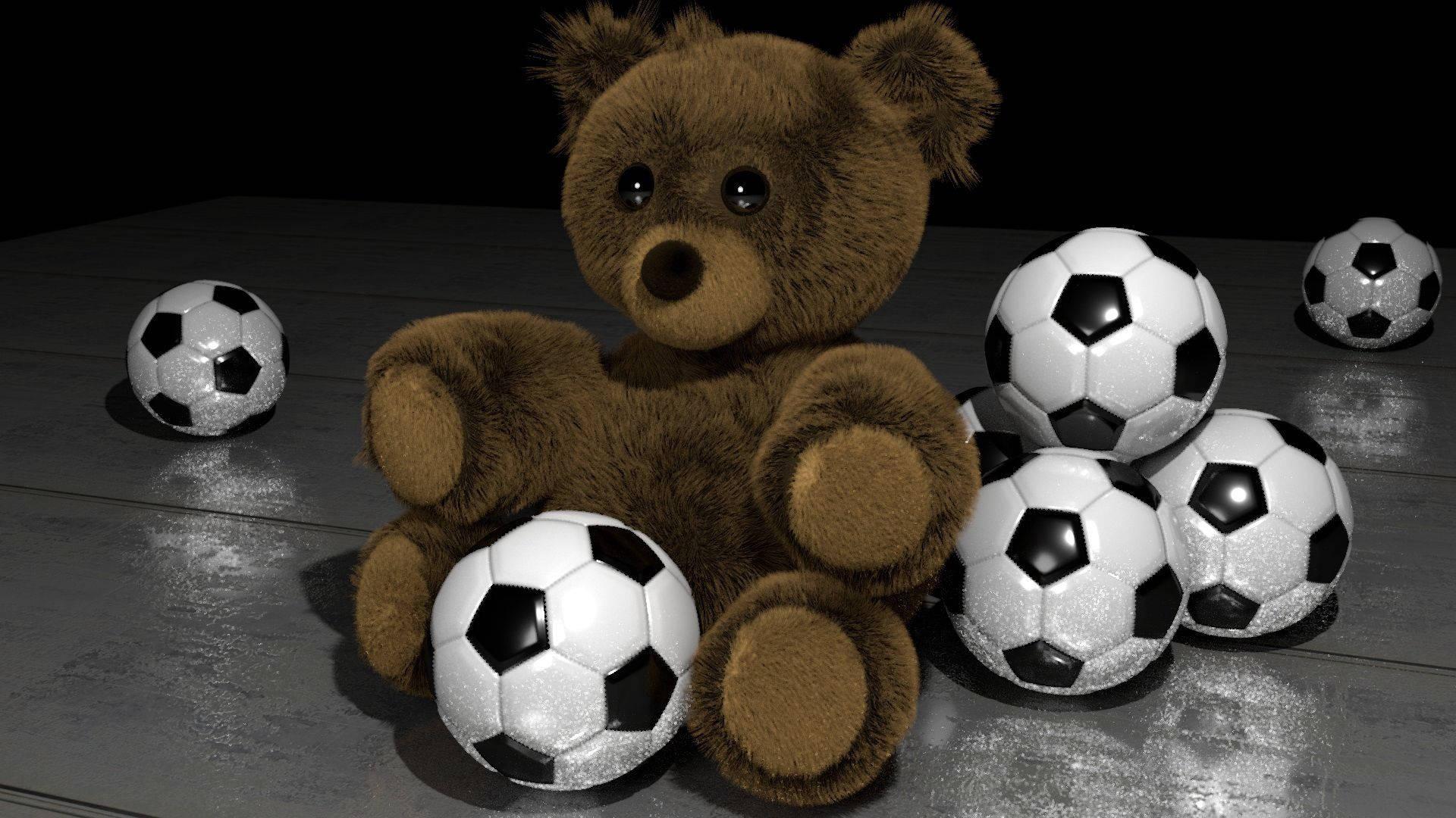 Teddy Bear ready to kick off the game — 1920x1080 wallpaper