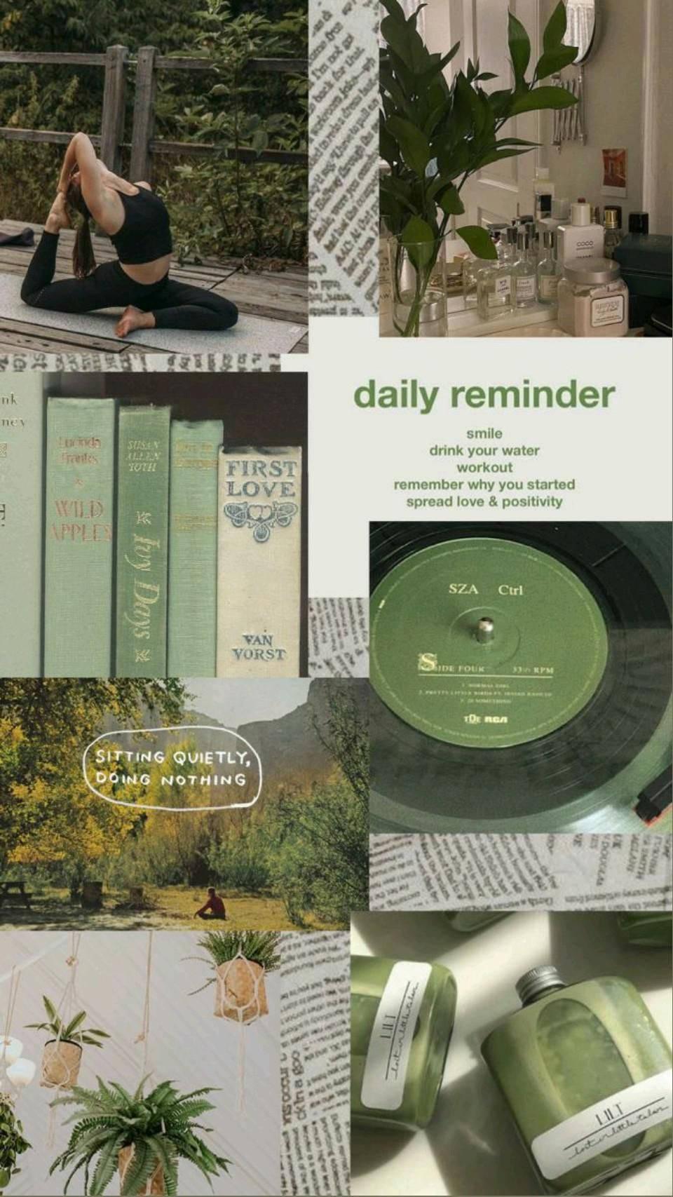 That Girl Aesthetic Apple Green Collage — 960x1707 wallpaper