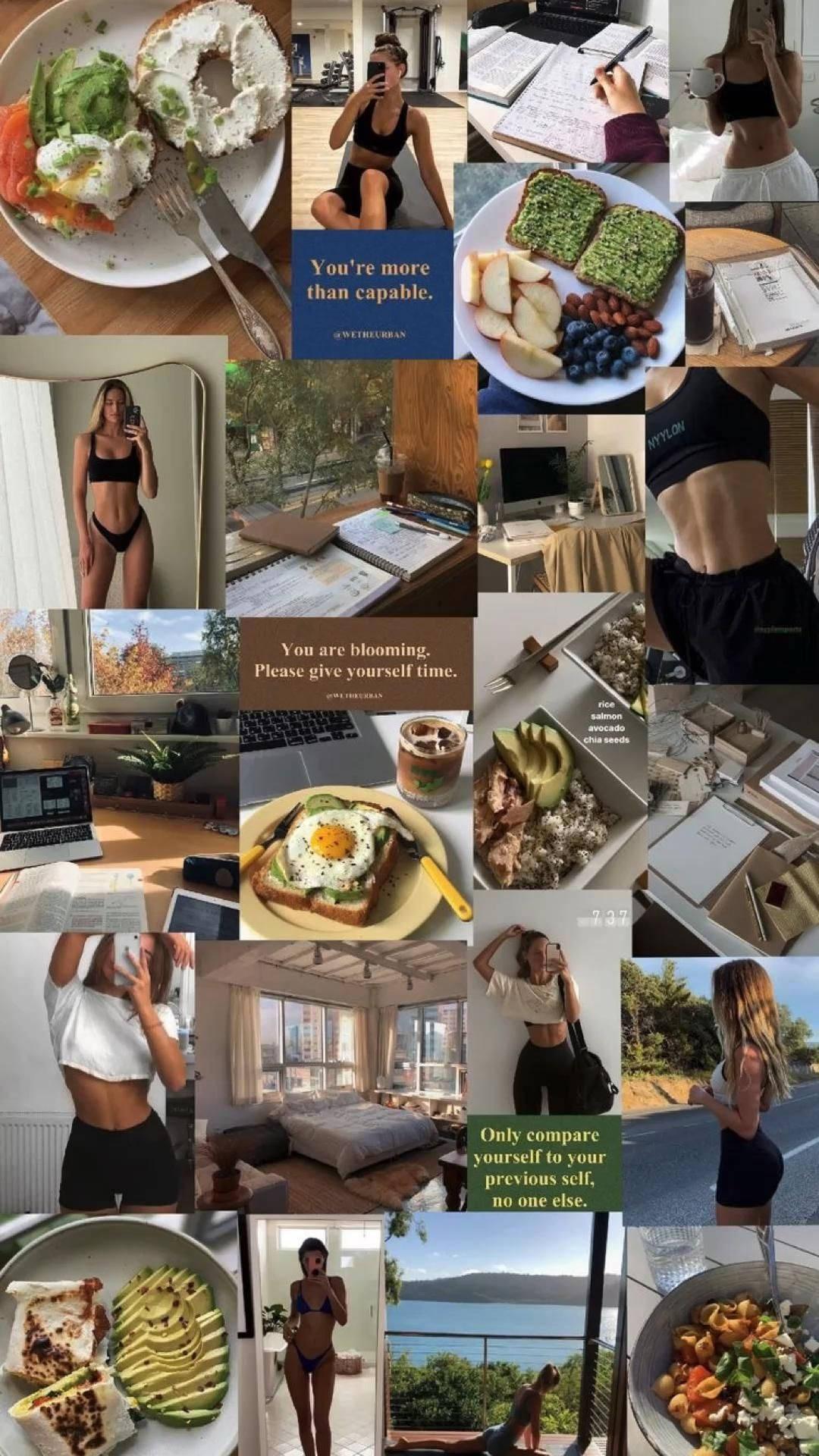 That Girl Aesthetic Fitness Goals Collage — 1080x1920 wallpaper