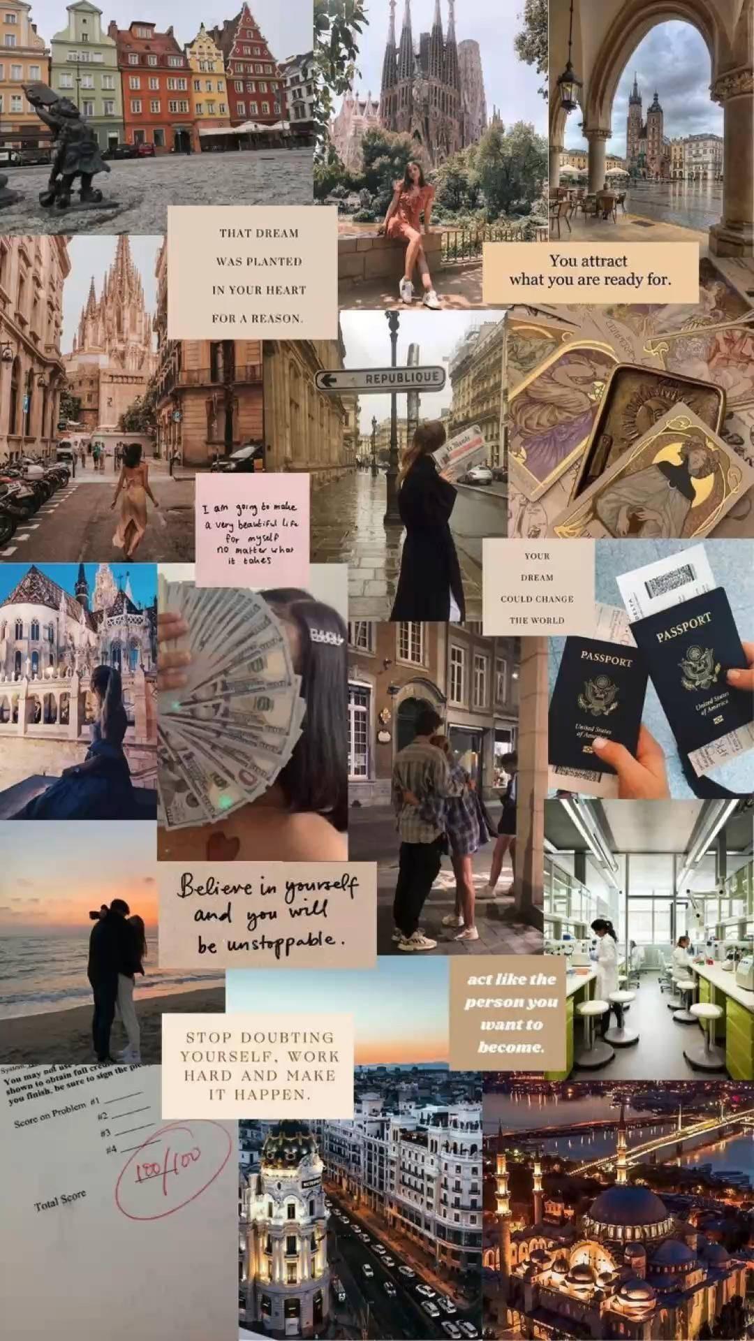 That Girl Aesthetic Travel Collage — 1080x1920 wallpaper