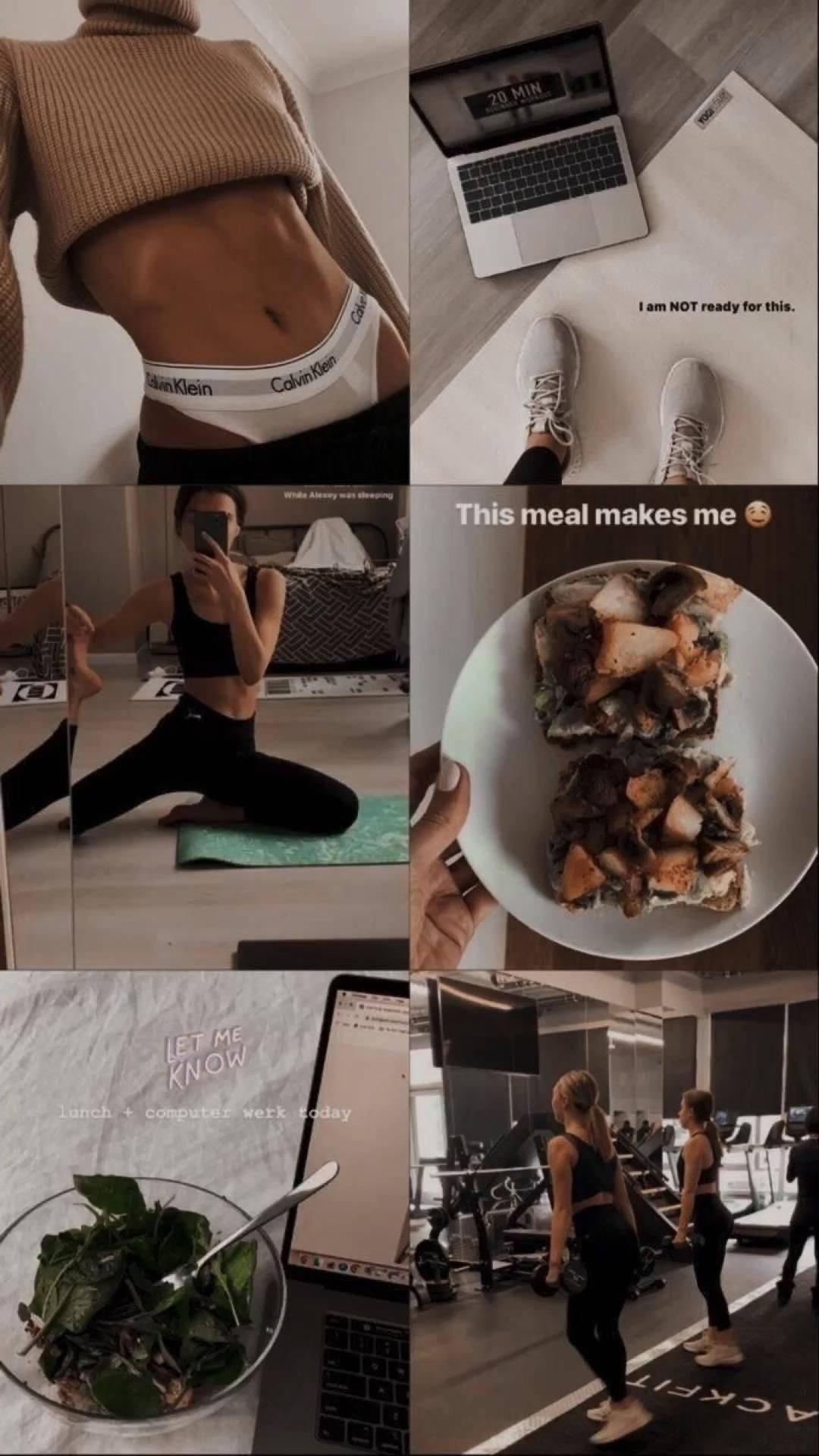 That Girl Aesthetic Yoga Collage — 1080x1920 wallpaper