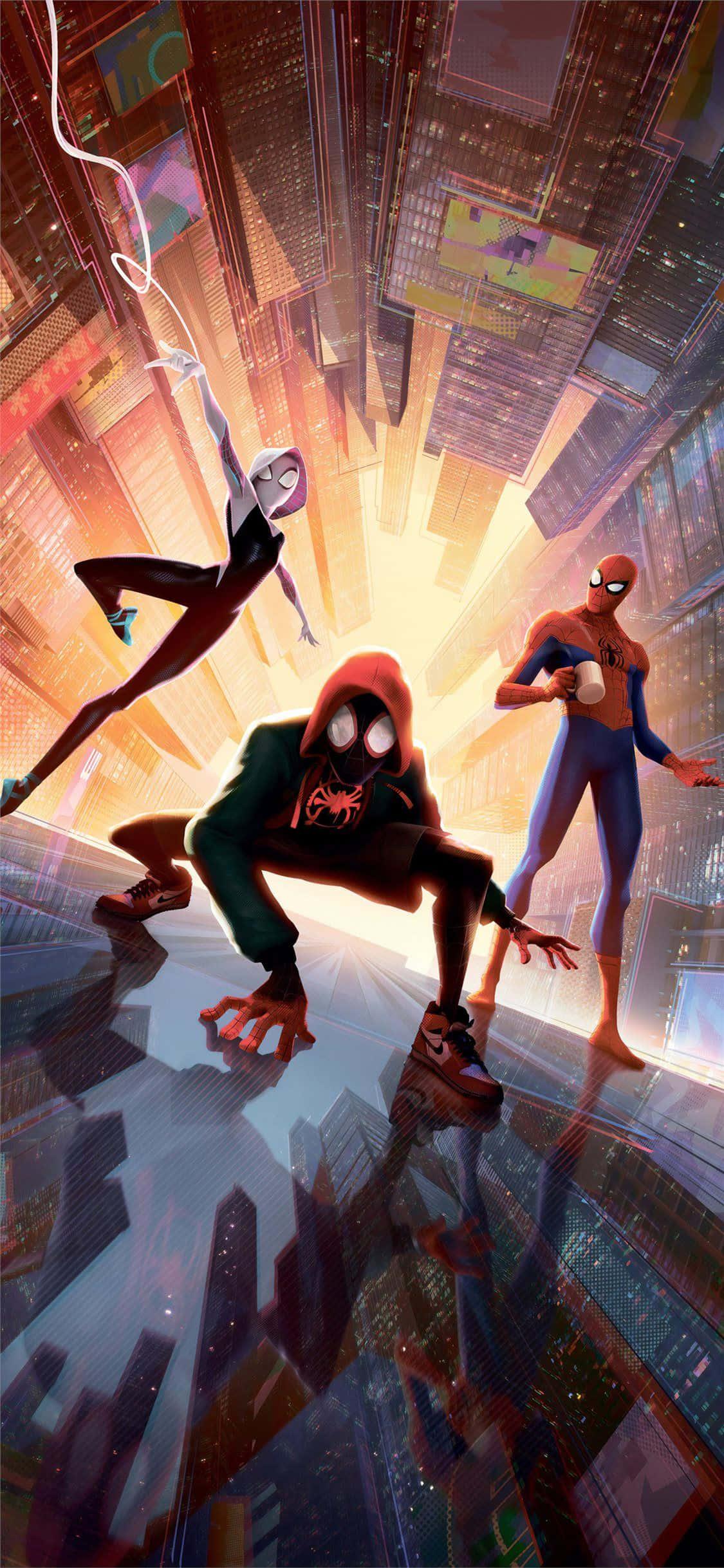 The Amazing Spider-Man Soaring Through the City — 1125x2436 wallpaper