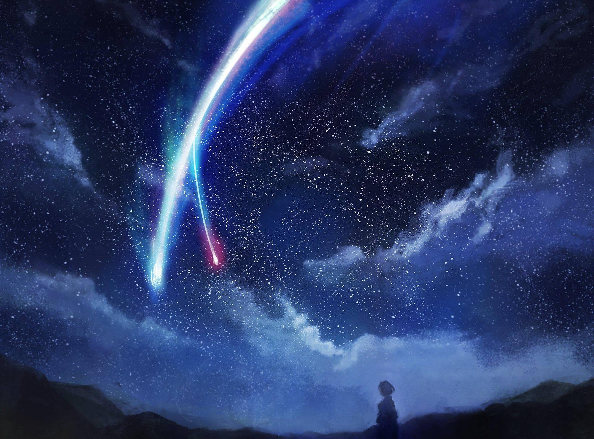 The beautiful silhouette of Mitsuha from the hit anime movie, Your Name — 1920x1420 wallpaper