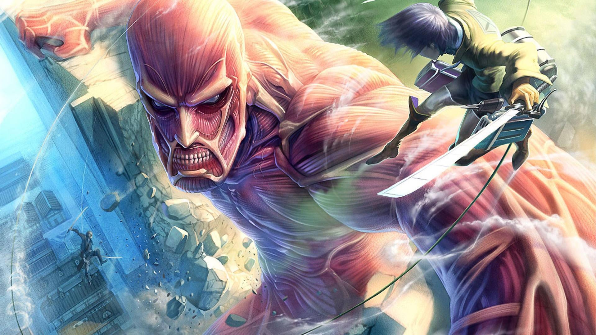 The Colossal Titan Looms in Attack on Titan — 1920x1080 wallpaper