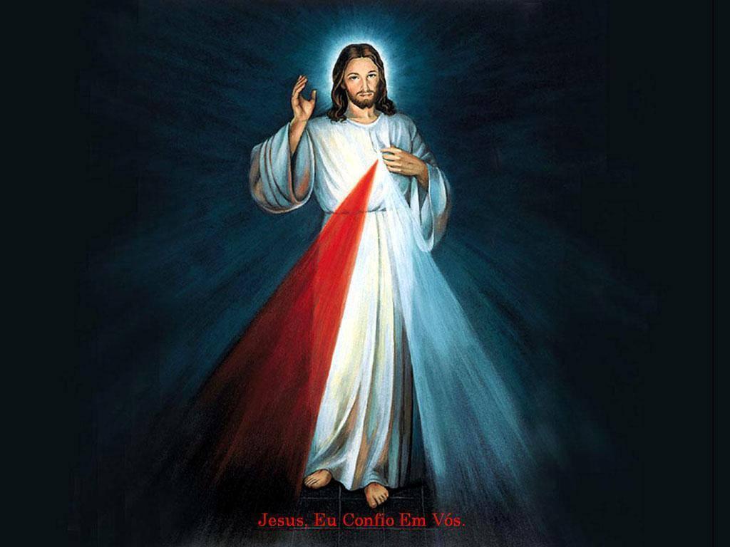 The Divine Mercy of Jesus Showing Through A Landscape — 1024x768 wallpaper