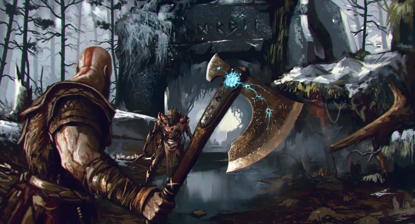 The Epic Battle of Kratos in God of War — 1323x714 wallpaper