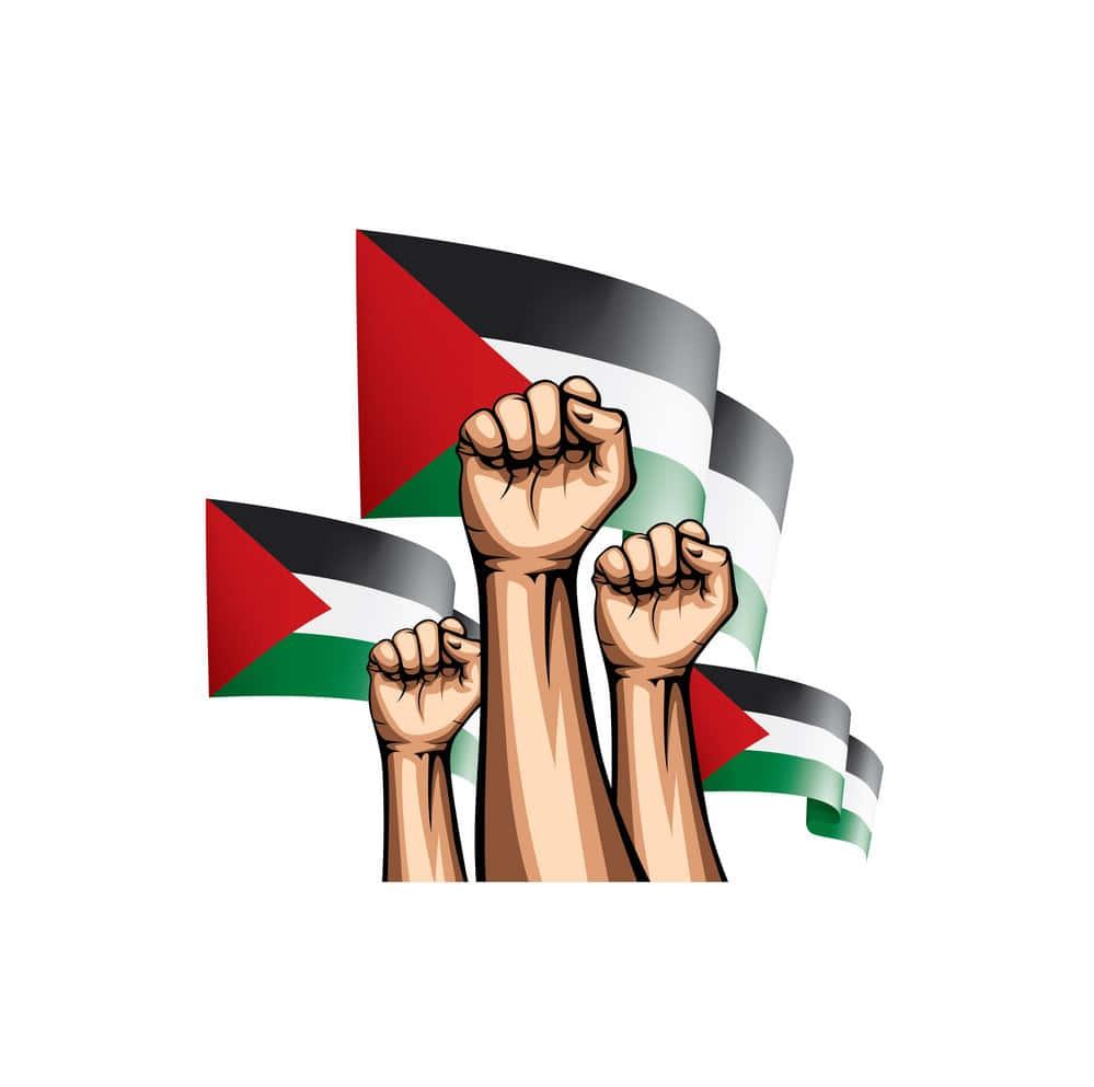 The Flag of Palestine Flying High Above Its Beautiful Landscape — 999x993 wallpaper