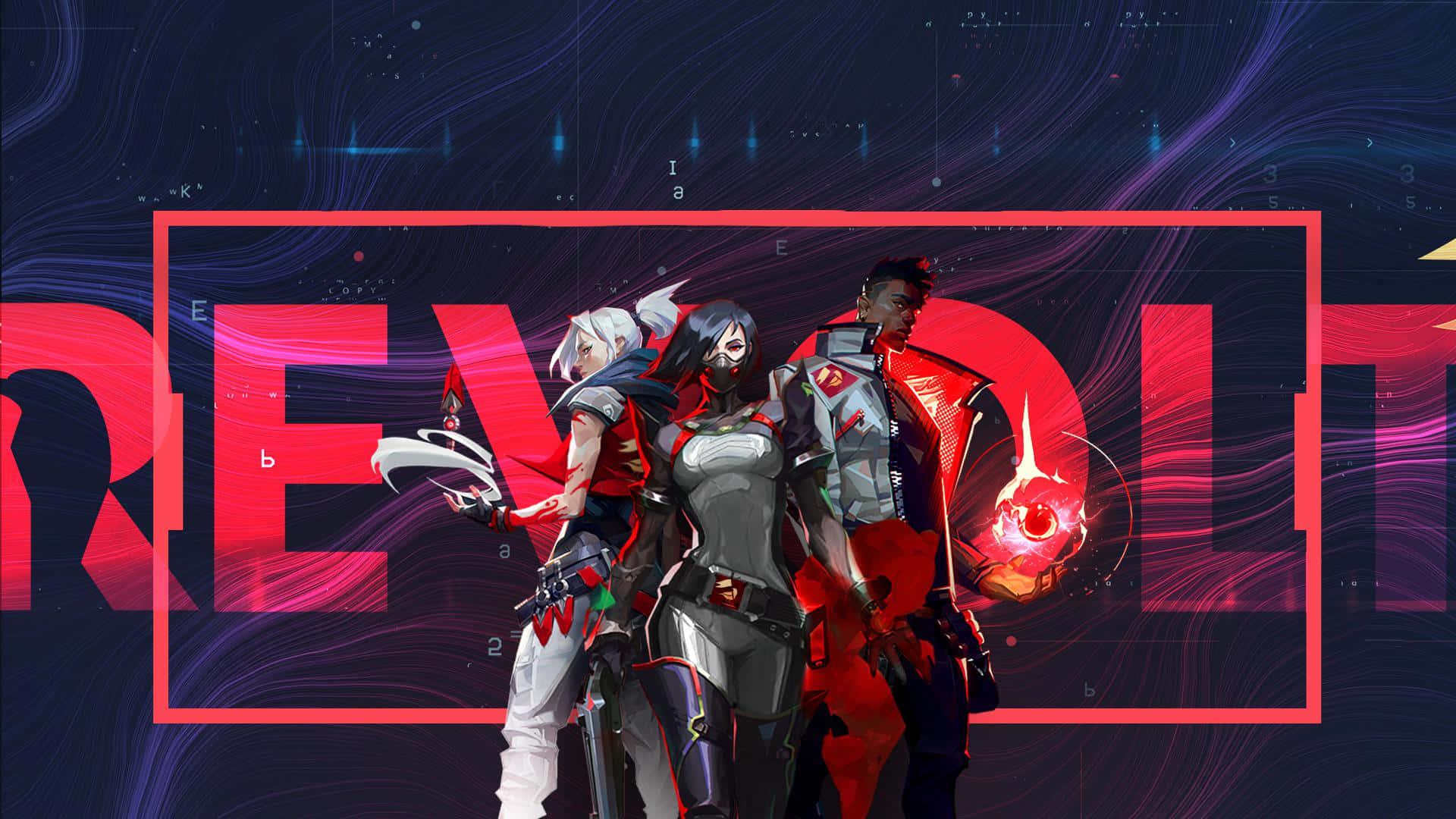 the game revolution is shown with a group of people standing in front of a purple background — 1920x1080 wallpaper