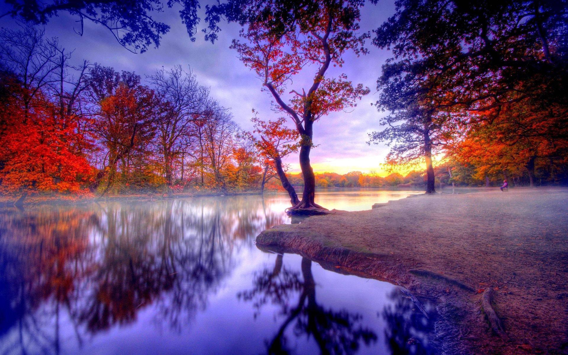The glowing colors of fall sunset. — 1920x1200 wallpaper