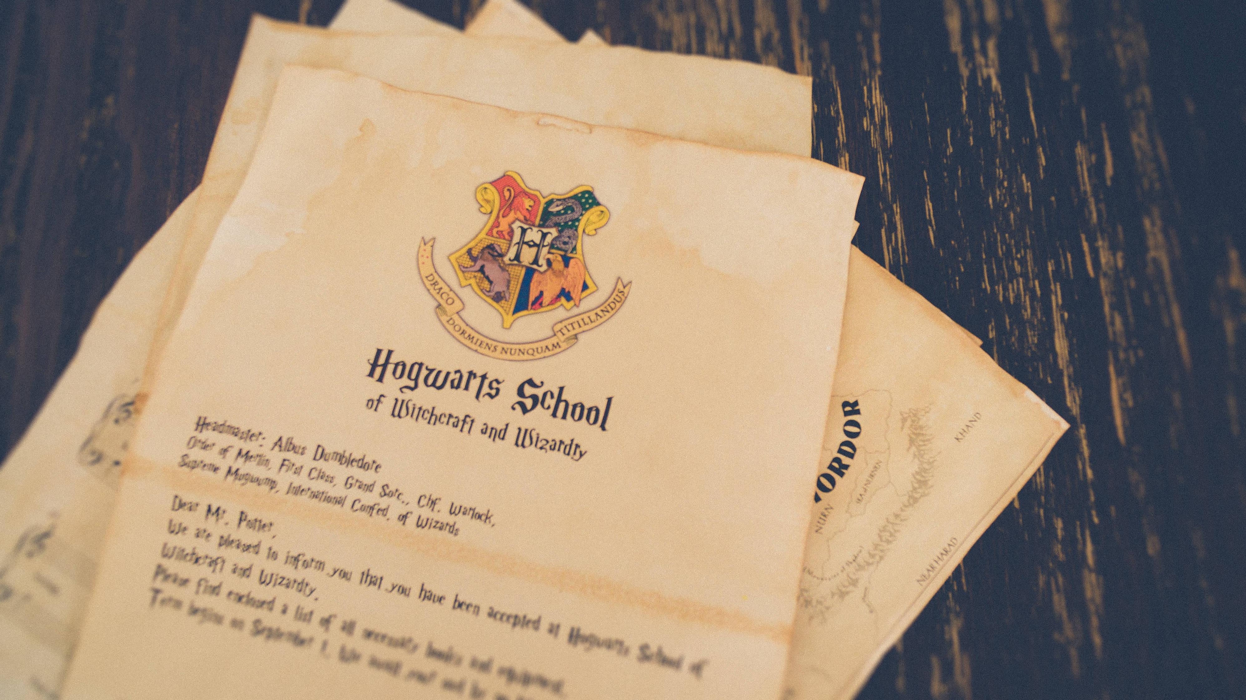 The iconic Hogwarts letter that Harry Potter received — 3992x2242 wallpaper