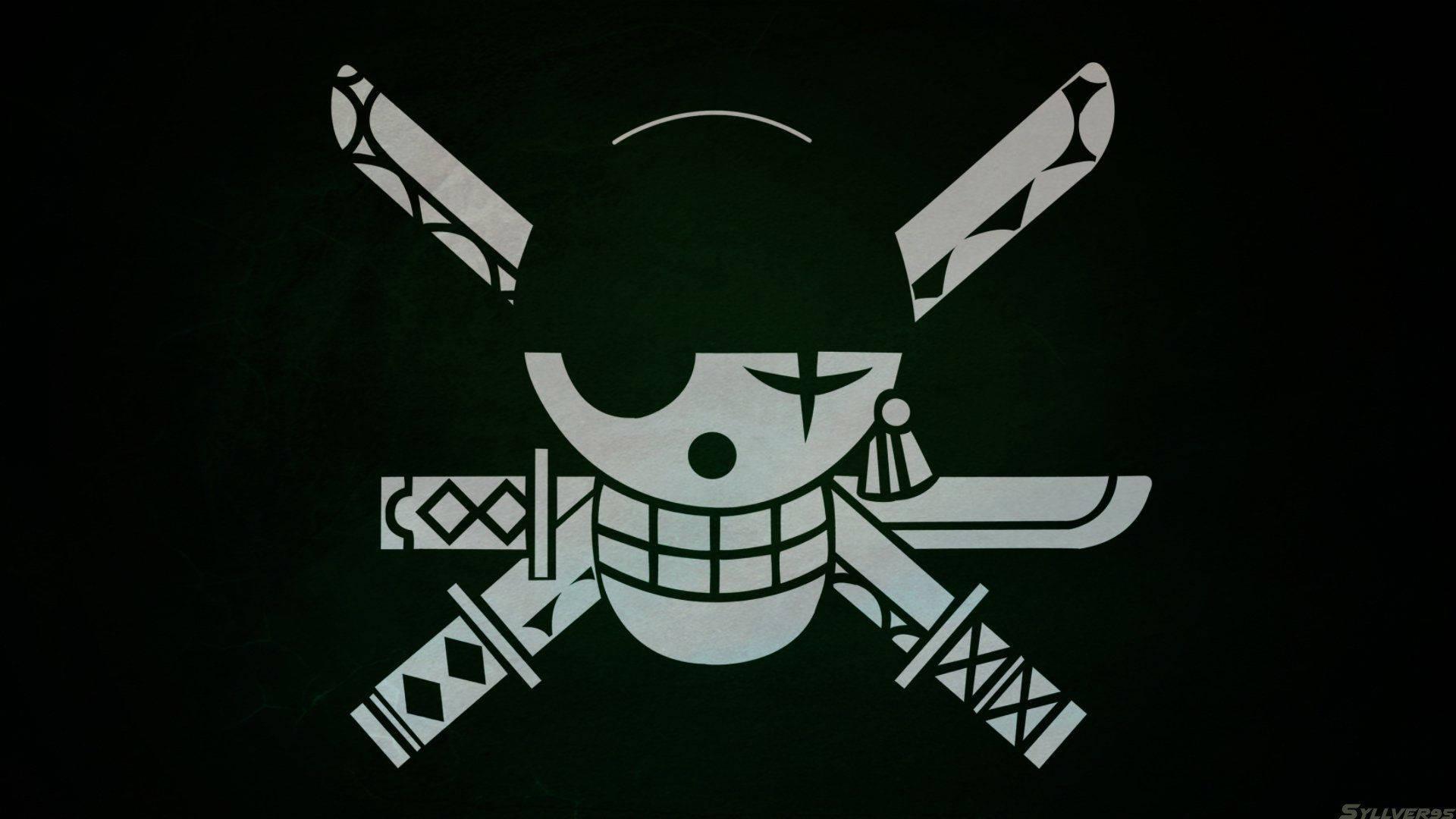 The iconic jolly roger flag of Zoro, the legendary pirate and one of the main characters of the popular anime "One Piece". — 1920x1080 wallpaper