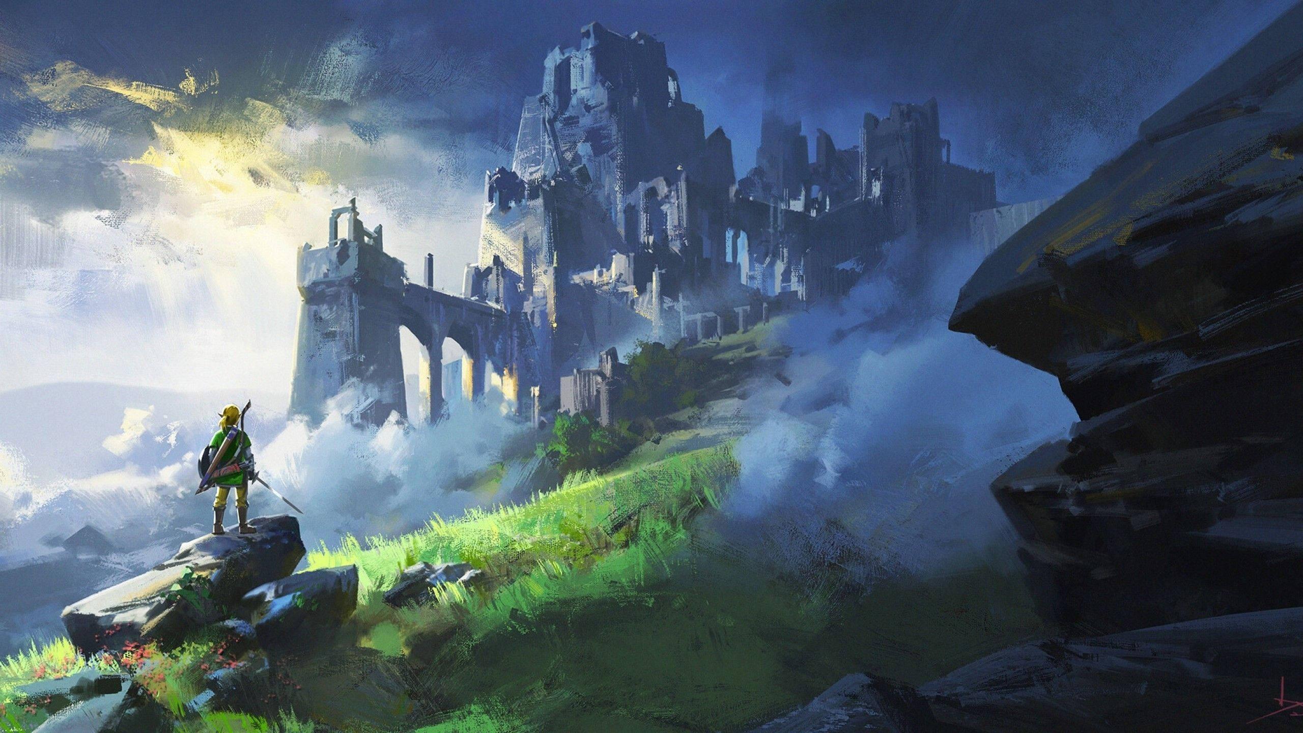 The iconic landscape of the Hyrule Kingdom in Legend of Zelda — 2560x1440 wallpaper