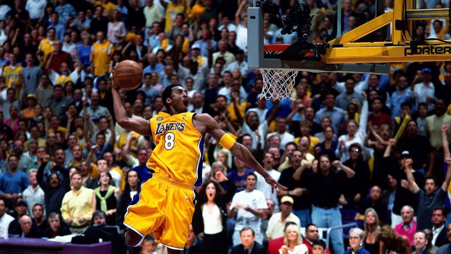 The legendary Kobe Bryant showing off his signature dunk move — 1920x1080 wallpaper