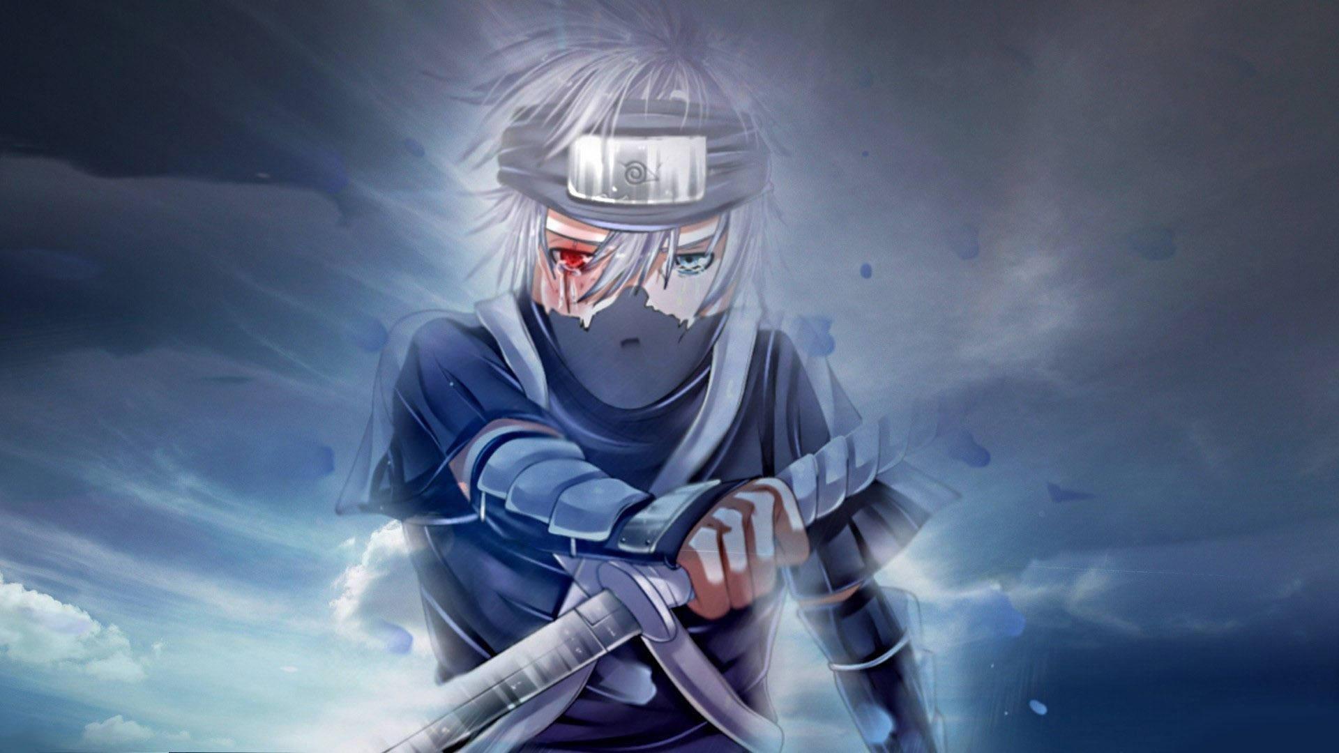 The legendary ninja, Kakashi Hatake, with his sword and lightningpower