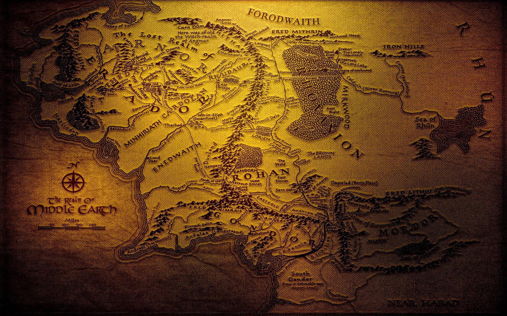 The Lord of the Rings World Map — 1920x1200 wallpaper