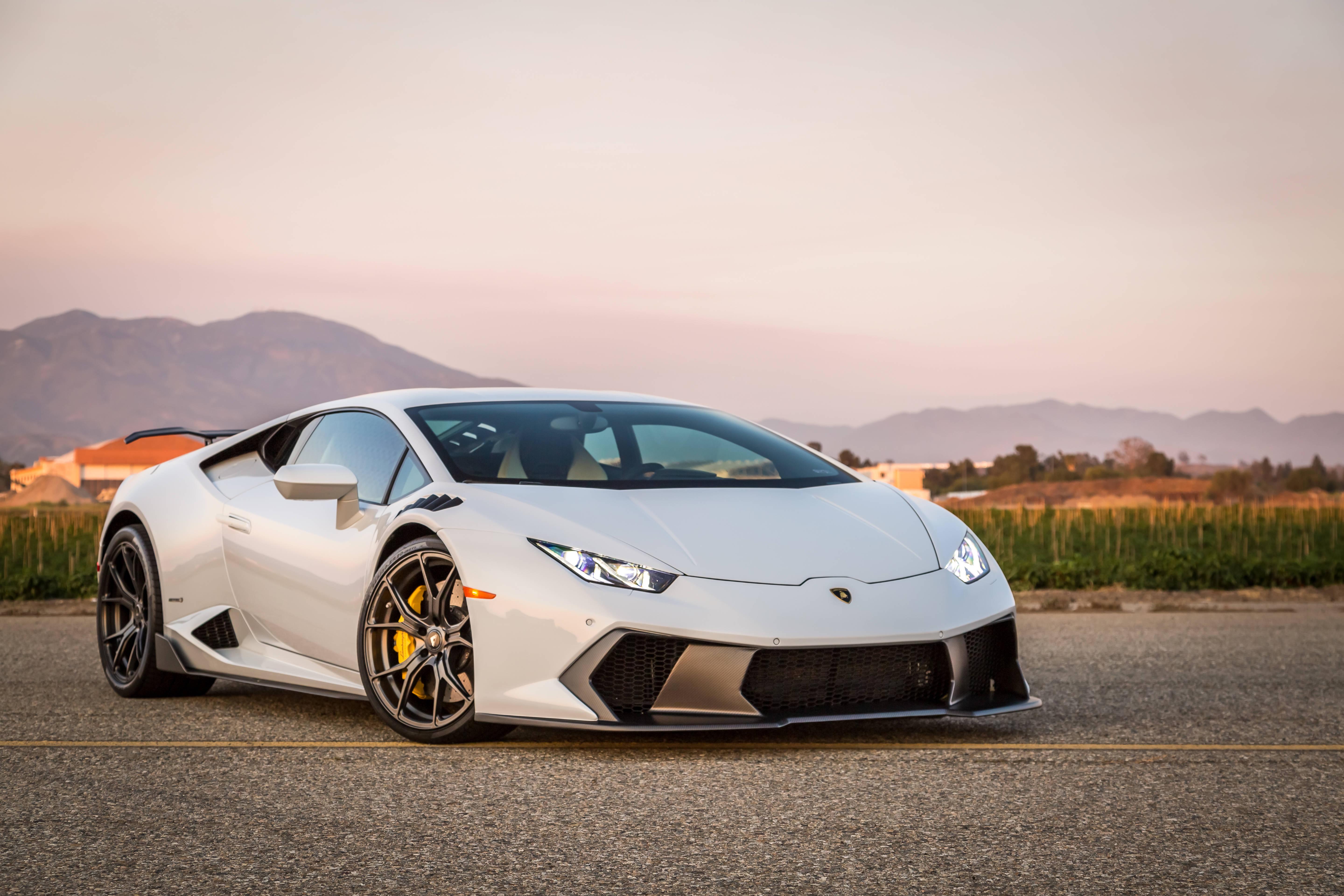 The Majestic White Lamborghini Huracan At Sunset — 5760x3840 wallpaper