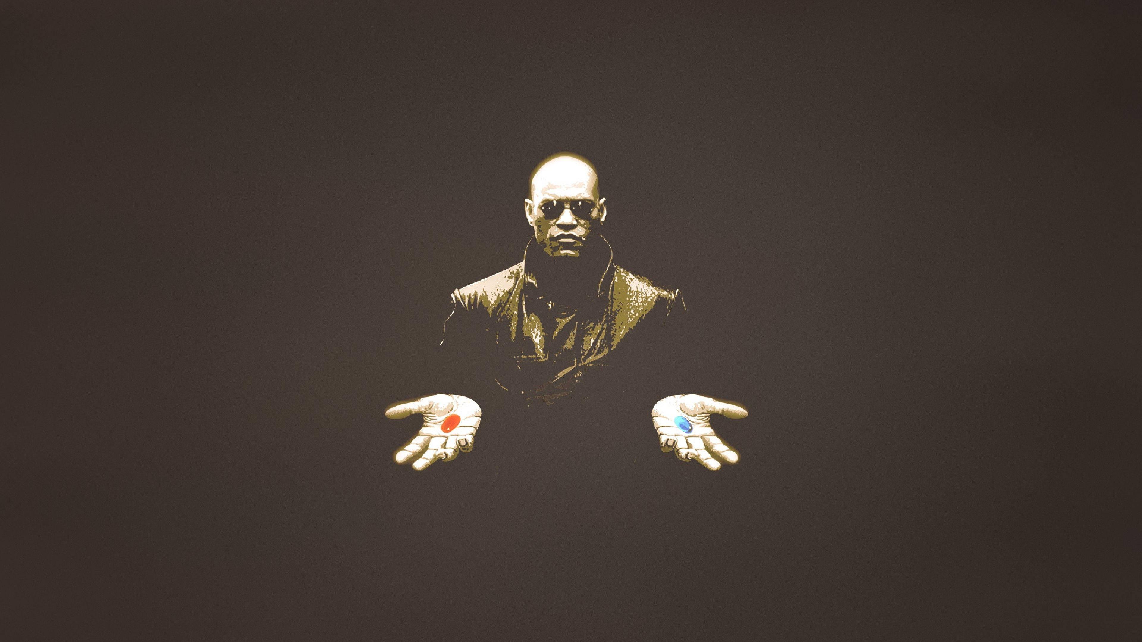 The Matrix Morpheus Red And Blue Pills — 3840x2160 wallpaper