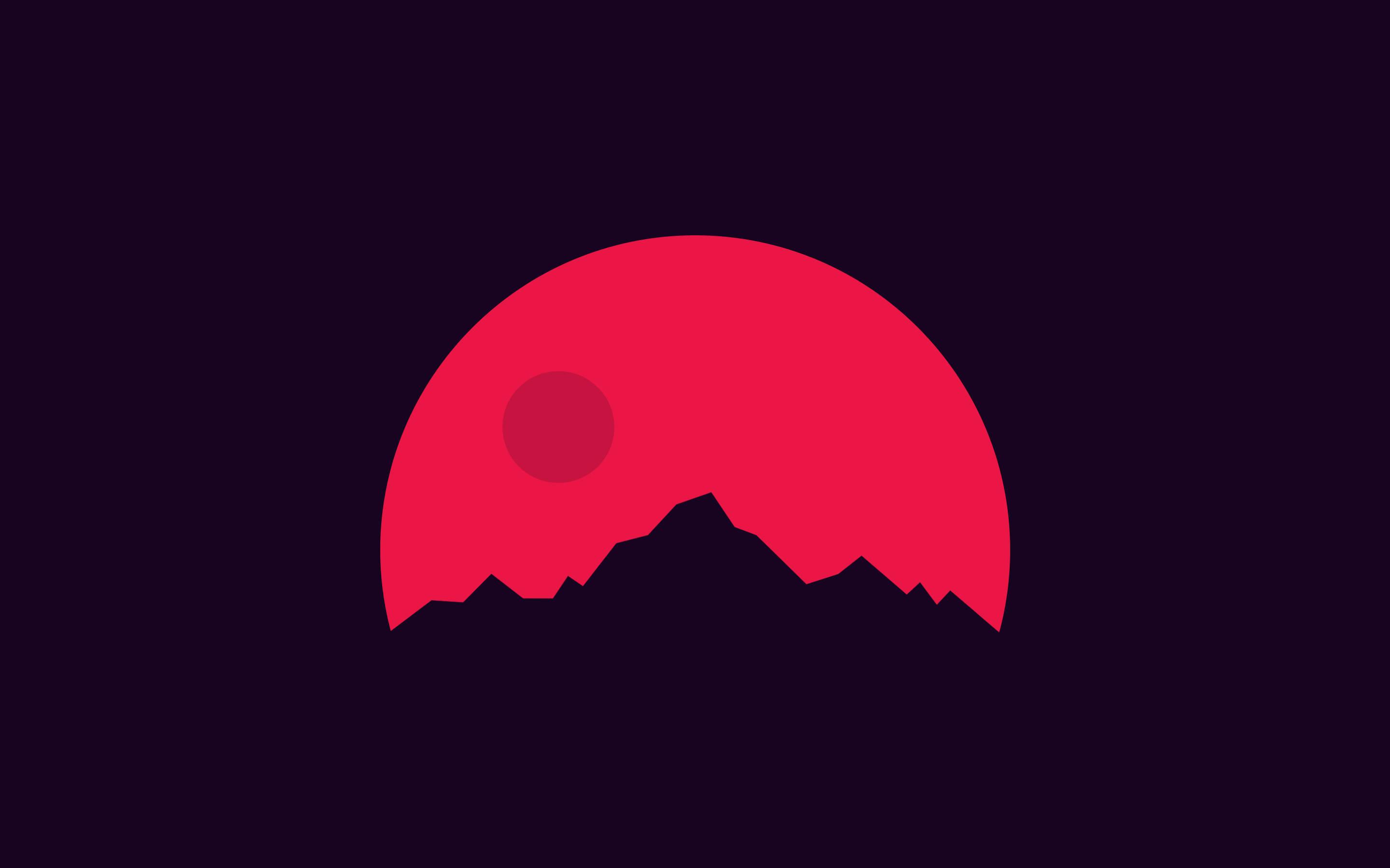 The Minimalist Beauty of the Red Moon — 2880x1800 wallpaper