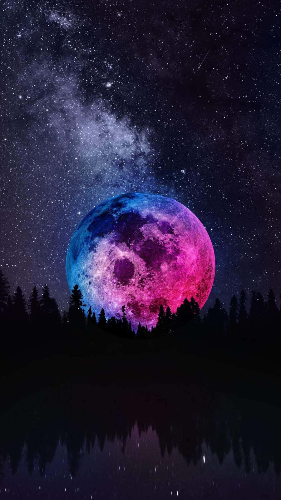 The Moon In Pink And Blue iPhone — 900x1600 wallpaper
