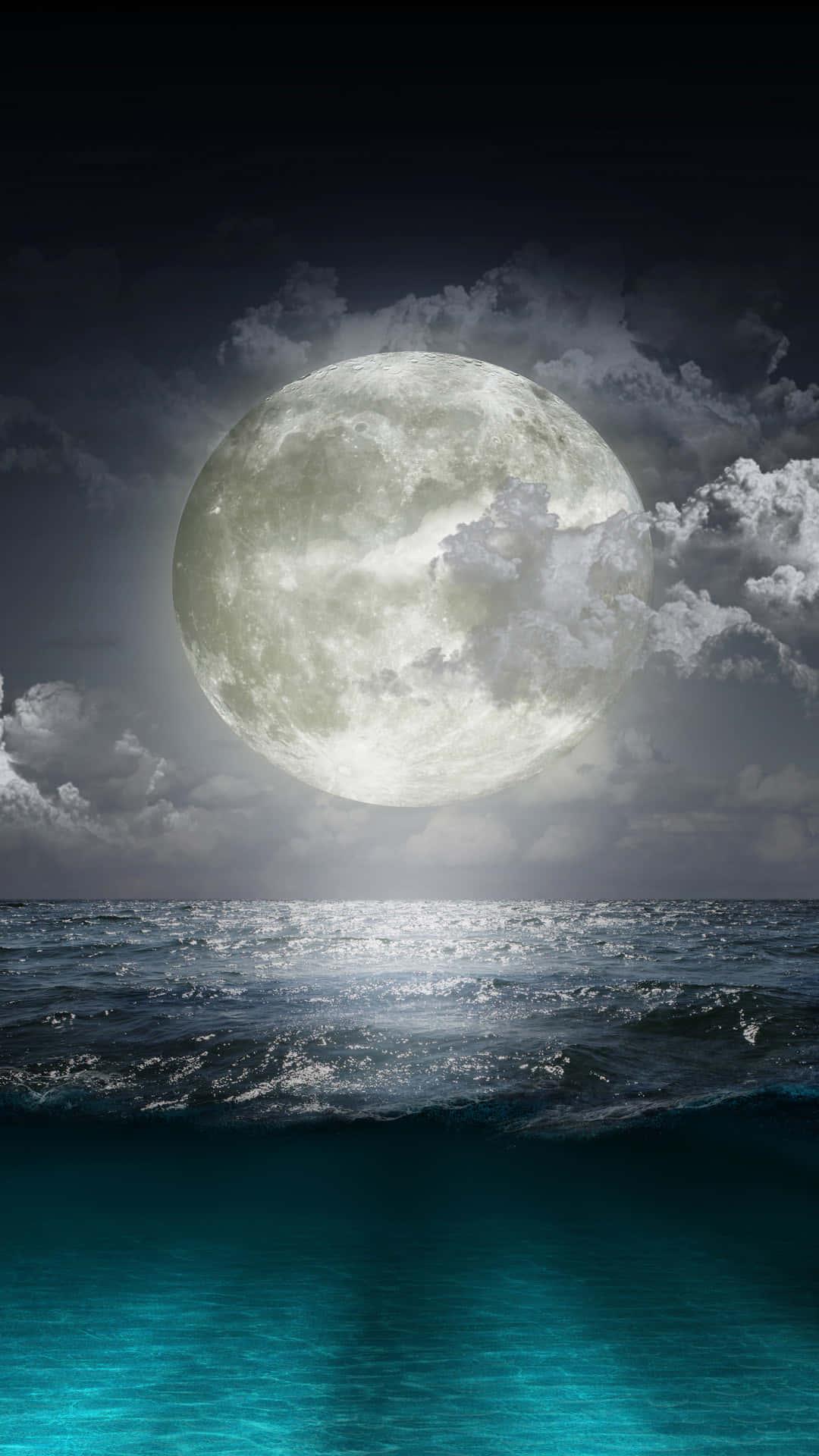 The Moon With Ocean Waves iPhone — 1080x1920 wallpaper