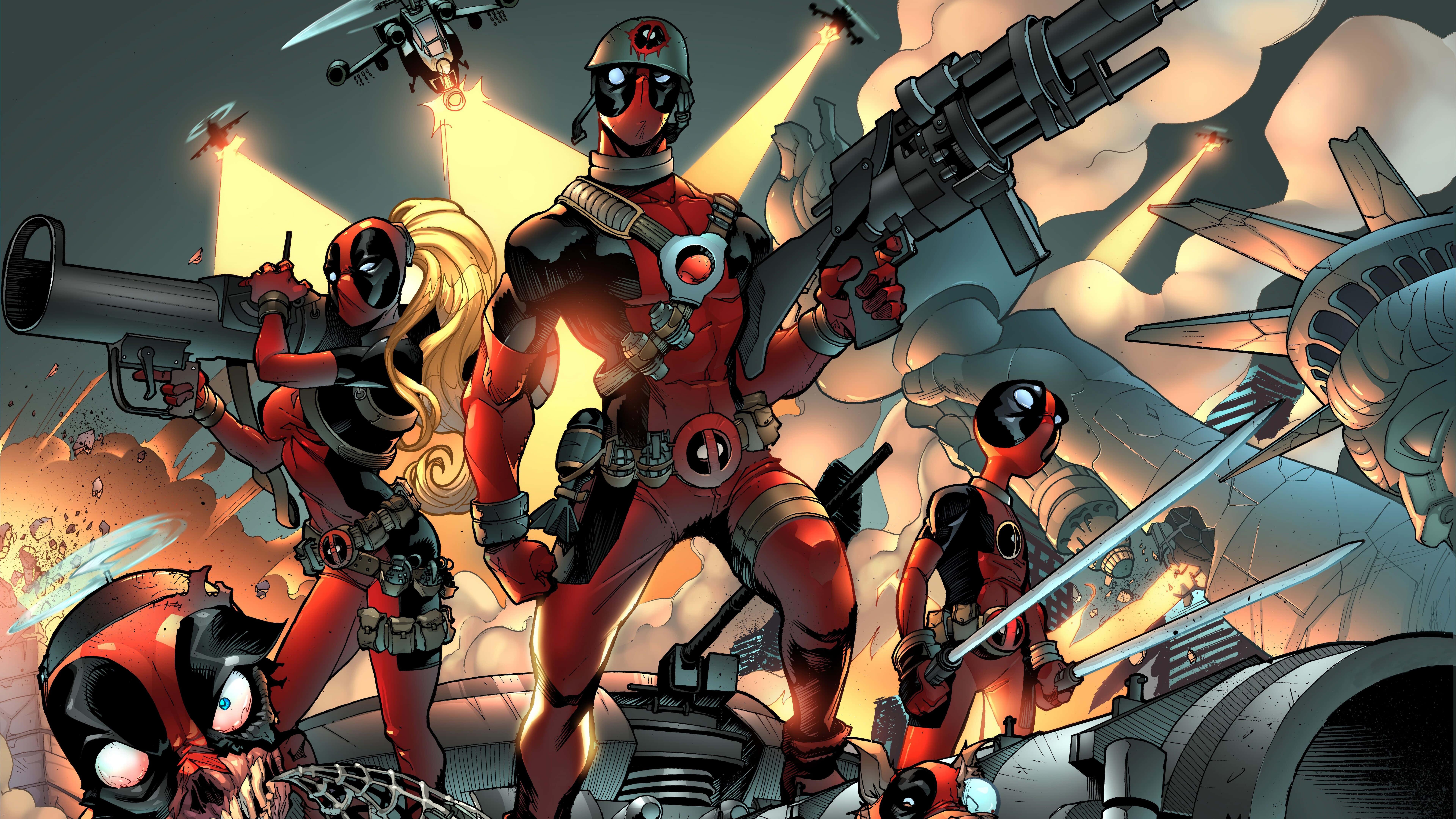 The regenerative, zany, interactive mercenary, Deadpool! — 7680x4320 wallpaper