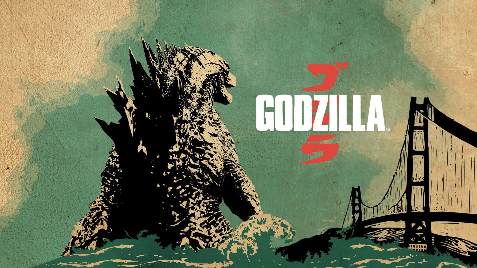 The scared citizens of the city run away from the might of Godzilla — 2000x1125 wallpaper