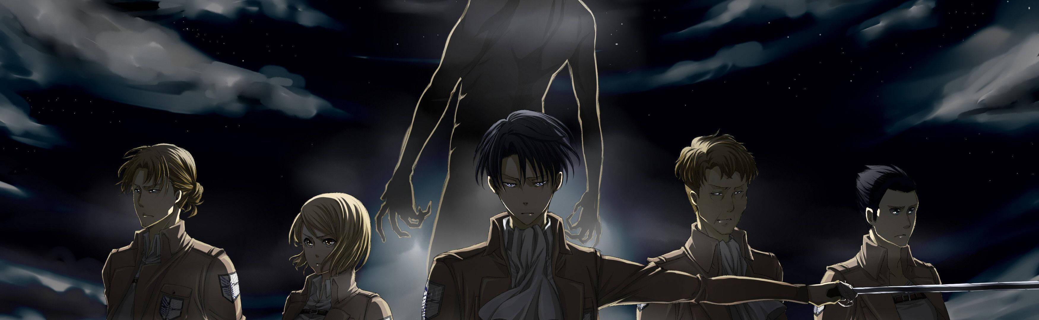 The Special Operations Squad takes on an insurmountable task in Attack on Titan — 3500x1080 wallpaper