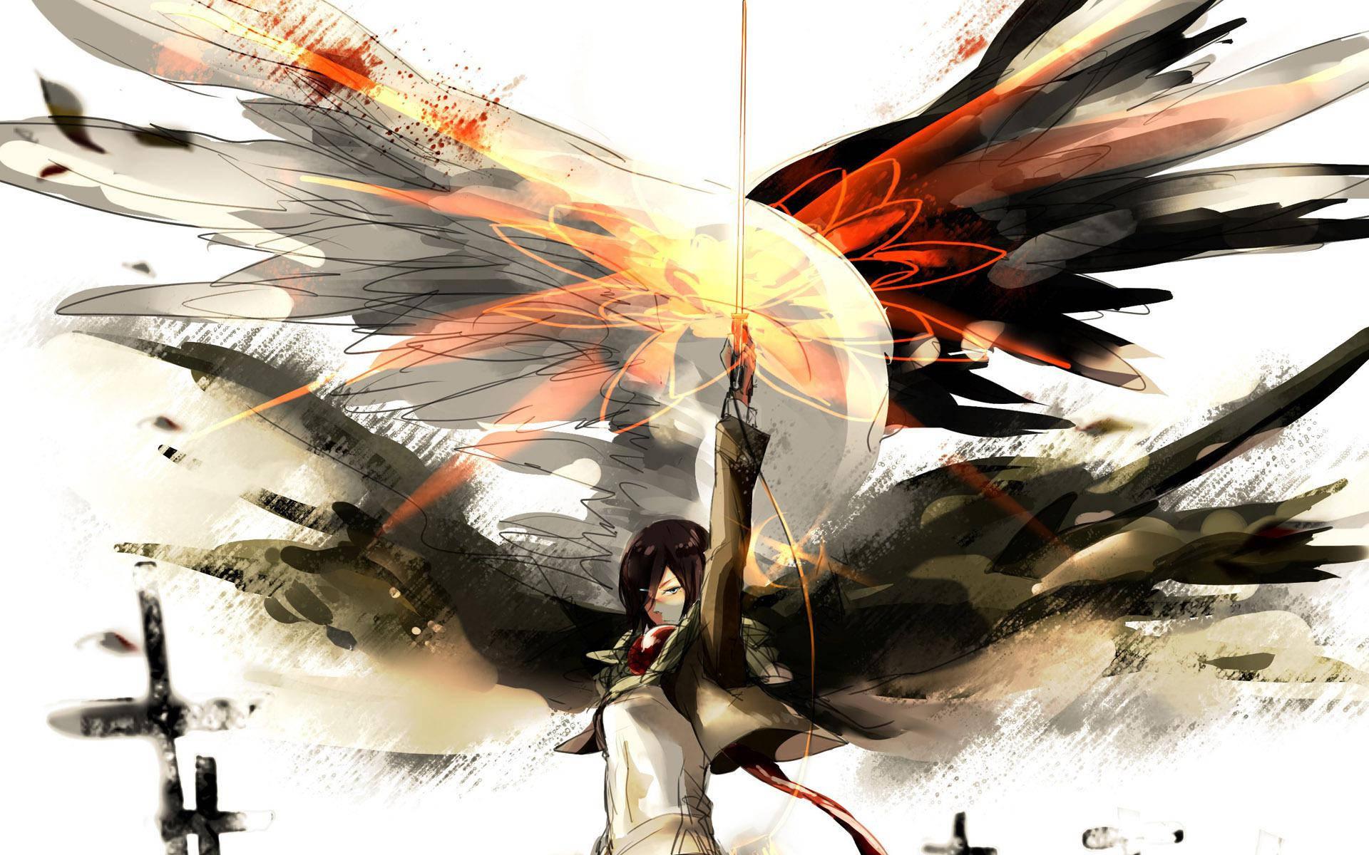 The titan-slaying Mikasa Ackerman stands vigilant — 1920x1200 wallpaper