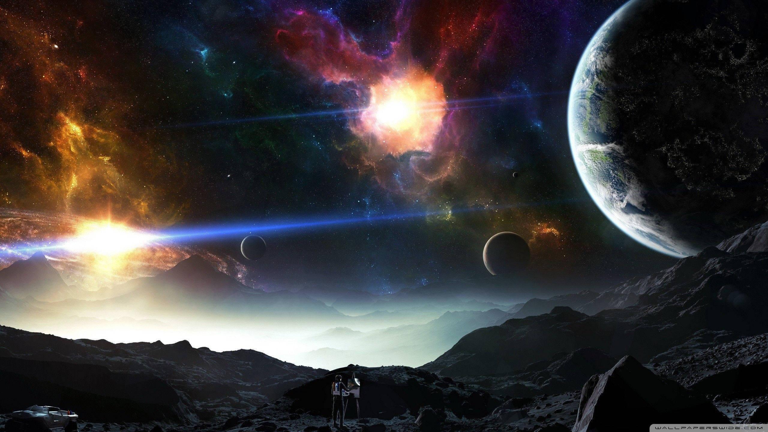 The Universe waits for the artist to uncover its grand beauty. — 2560x1440 wallpaper