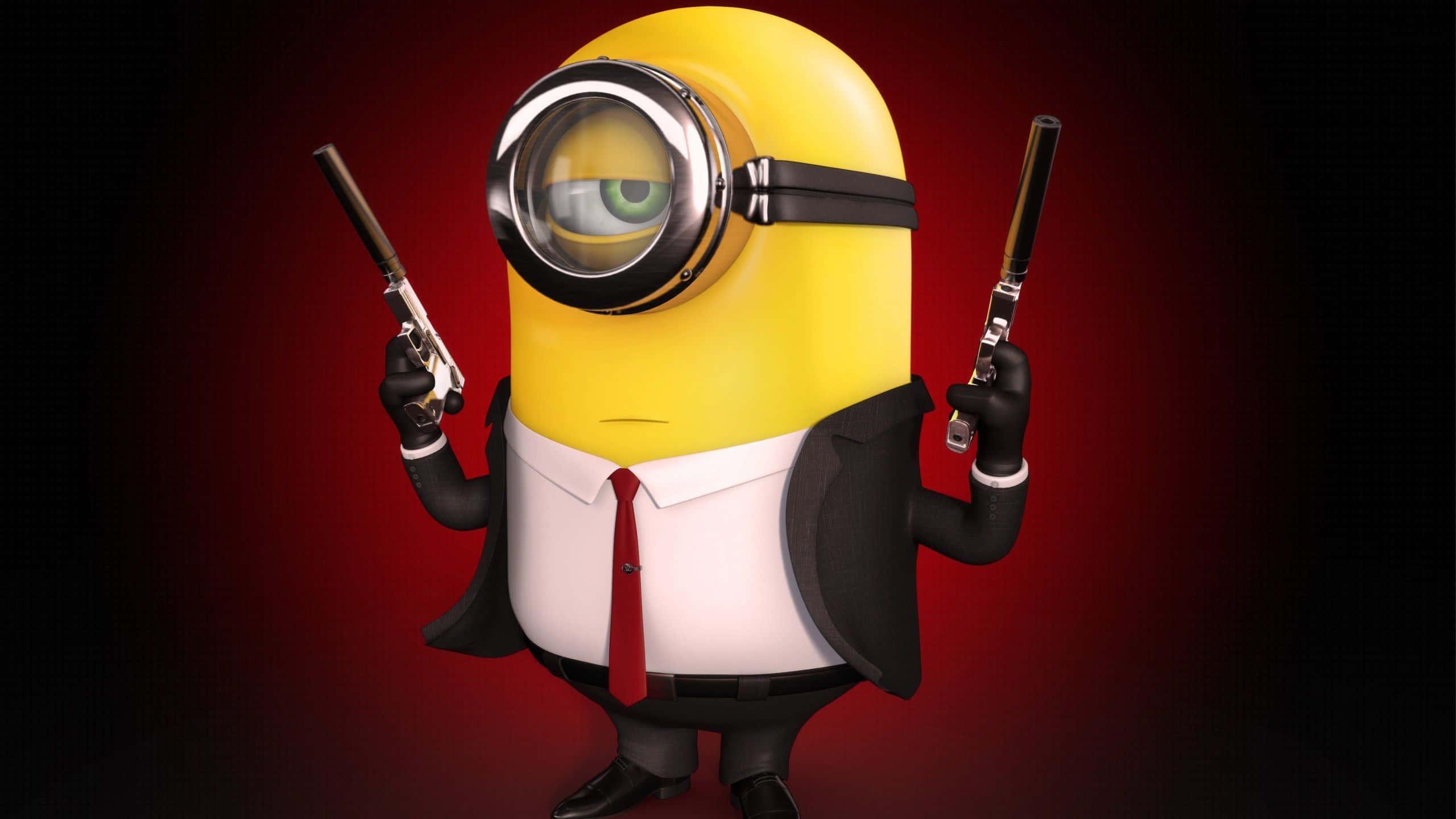 These Minions Look Happy While Enjoying Some Ice Cream — 2560x1440 wallpaper