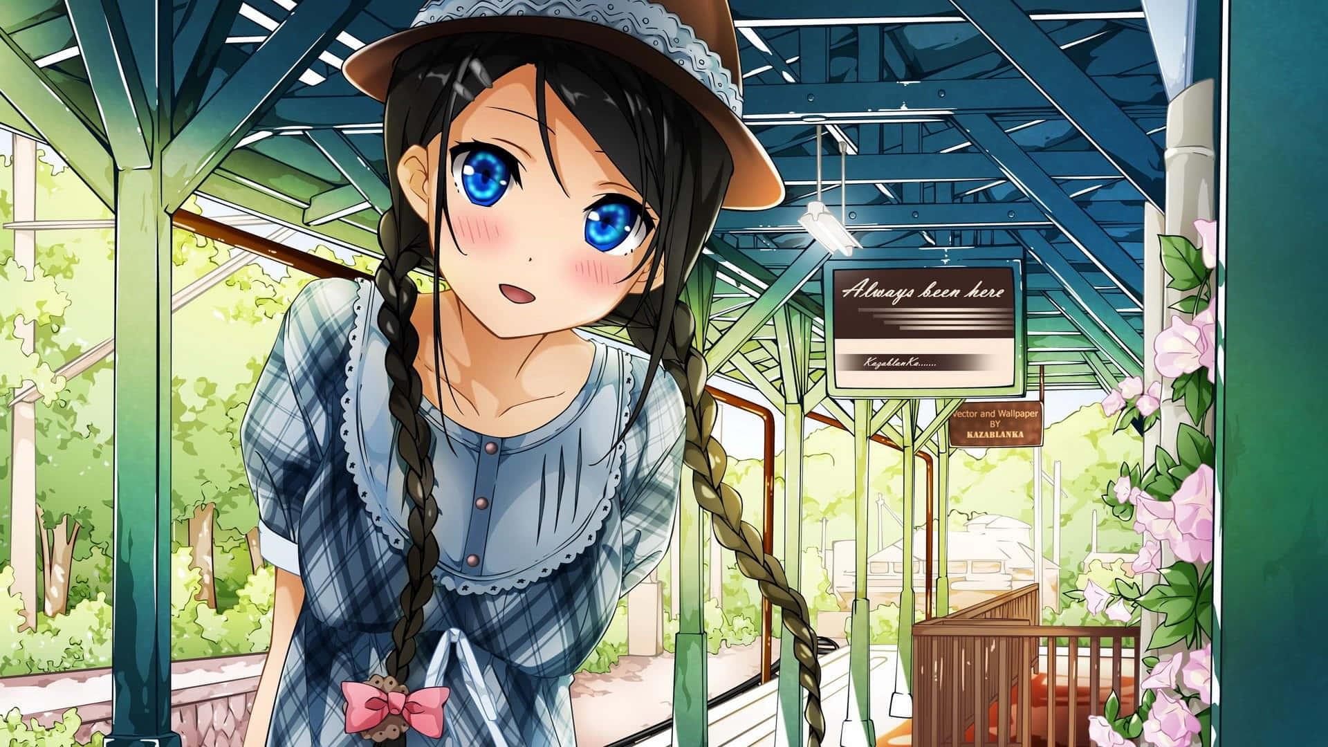 This cute anime girl is ready for a magical adventure! — 1920x1080 wallpaper